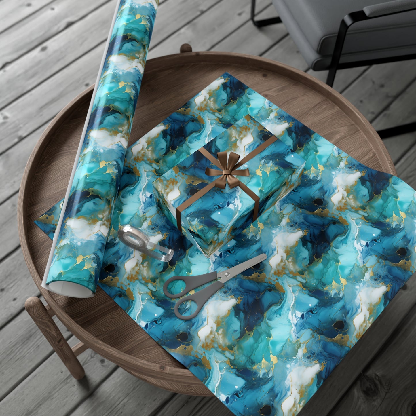 Teal Crystal Gift Wrap Papers