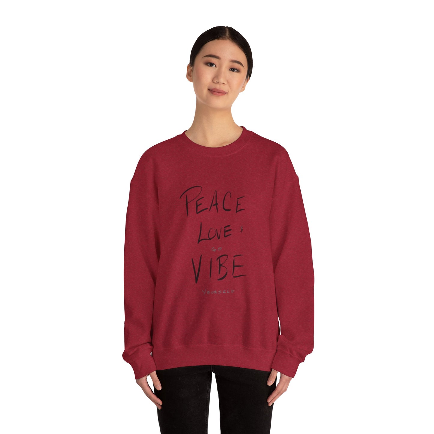 Peace, love, go vibe yourself Unisex Heavy Blend™ Crewneck Sweatshirt