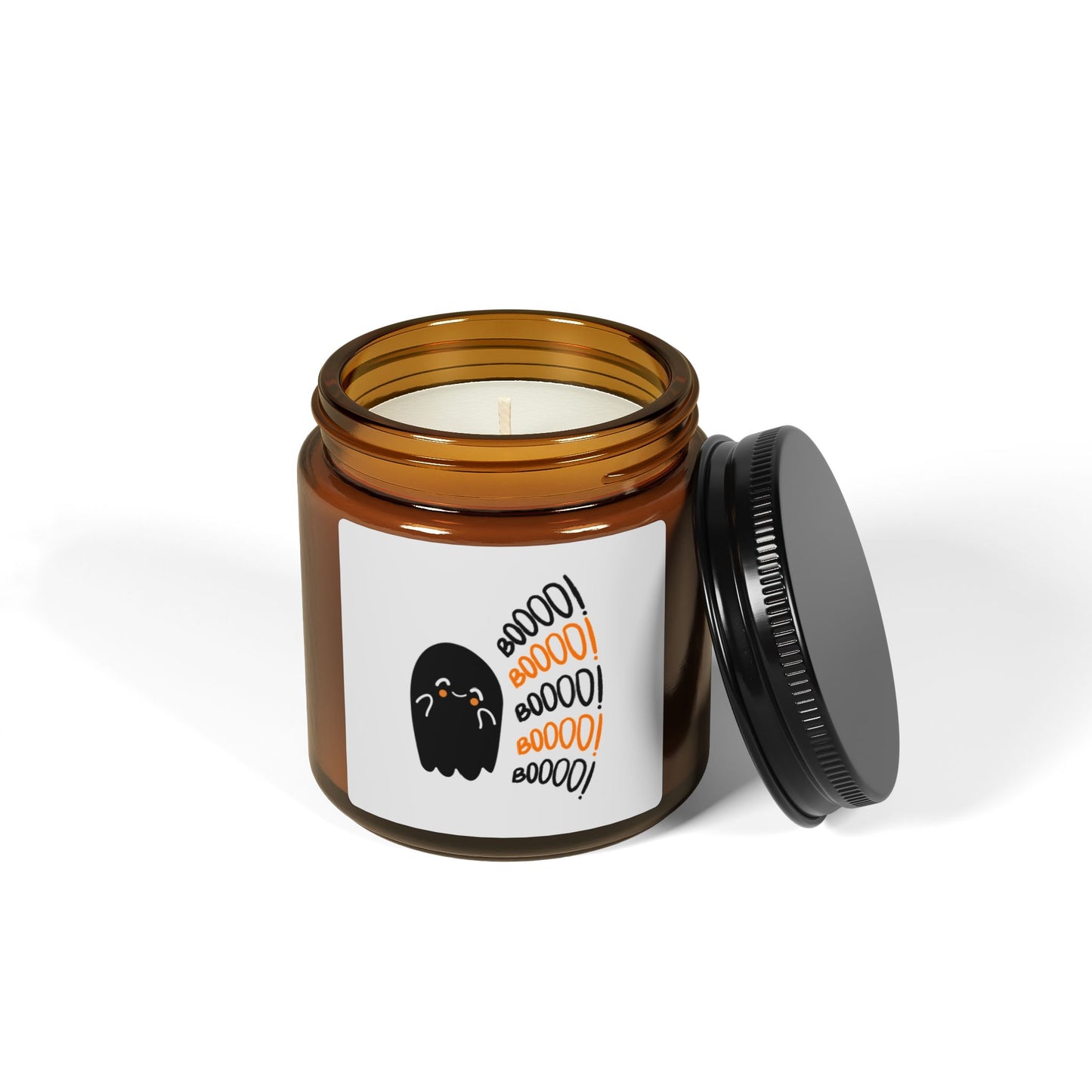 Boo Scented Soy Candle | Halloween-Themed Aromatherapy in Amber Jar