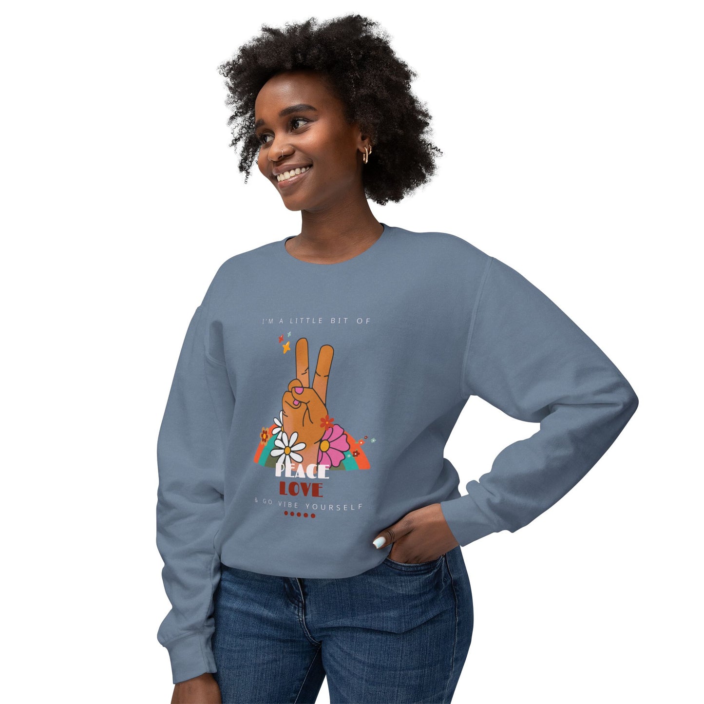 Peace, Love, Go Vibe Yourself Unisex Lightweight Crewneck Sweatshirt