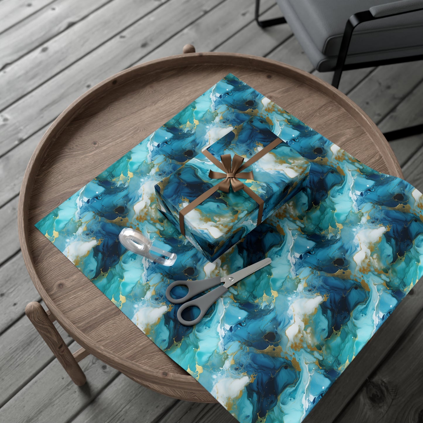 Teal Crystal Gift Wrap Papers