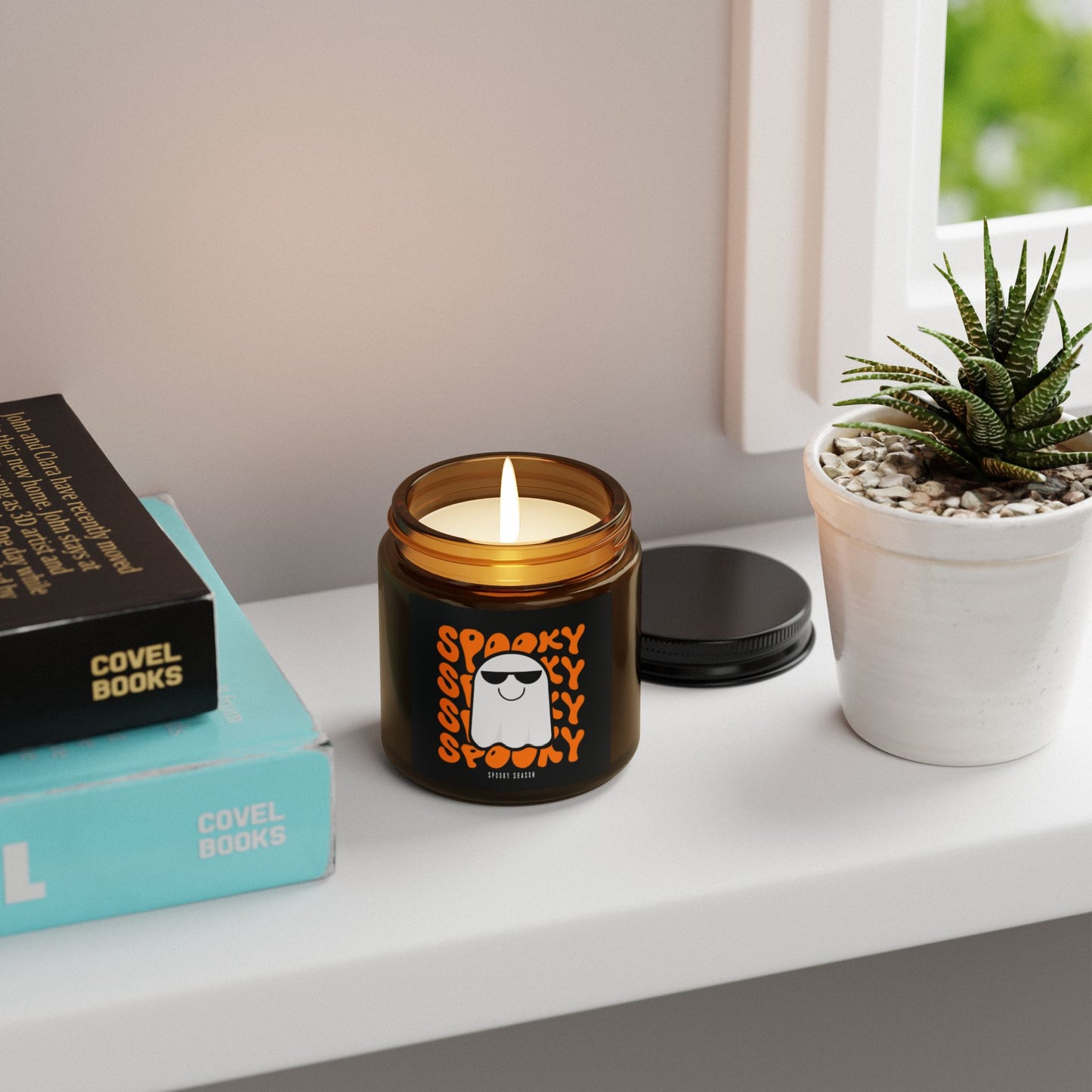 Spooky Scented Soy Candle | Halloween Aromatherapy in Amber Jar