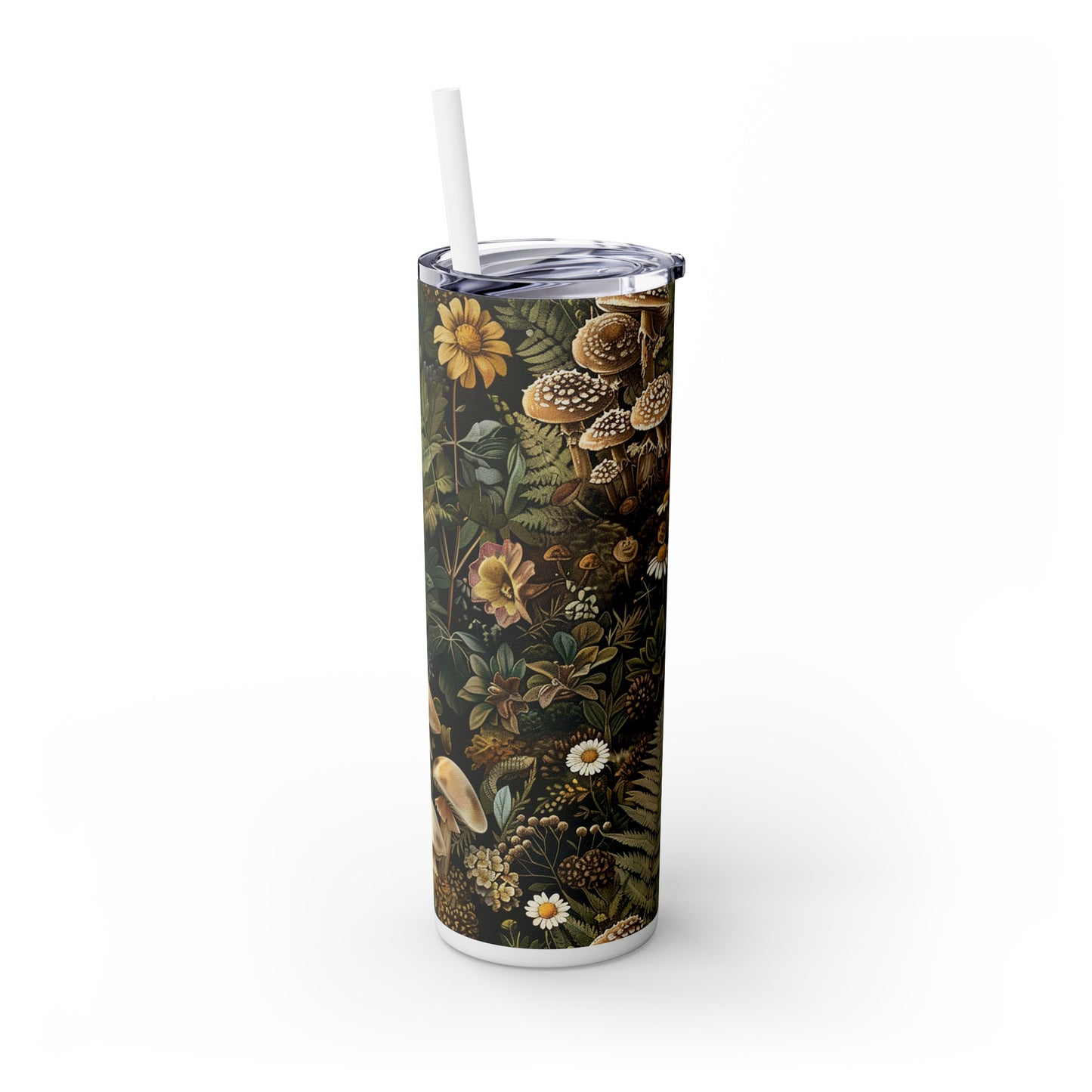 Woodland Flora Skinny Tumbler with Straw, 20oz