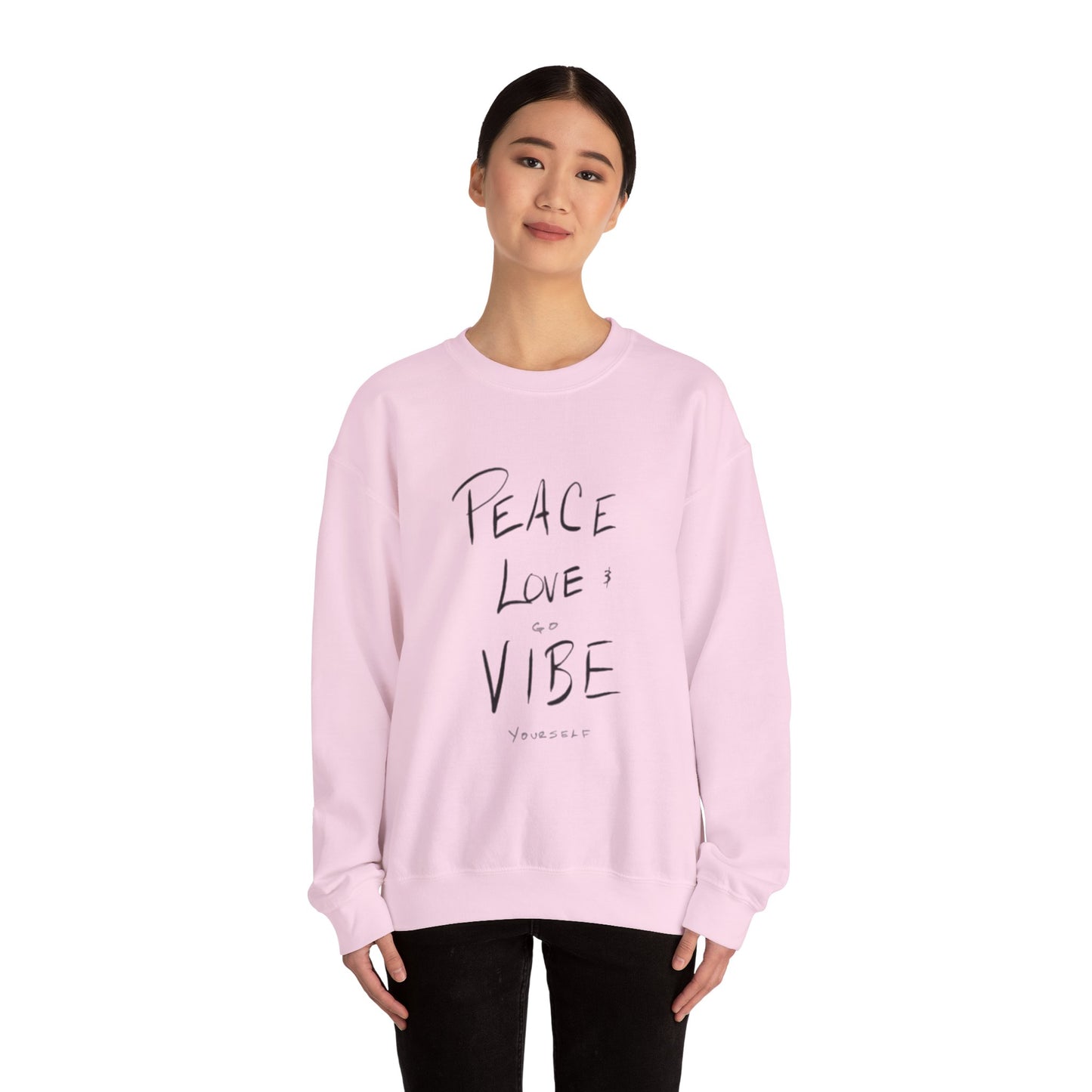 Peace, love, go vibe yourself Unisex Heavy Blend™ Crewneck Sweatshirt