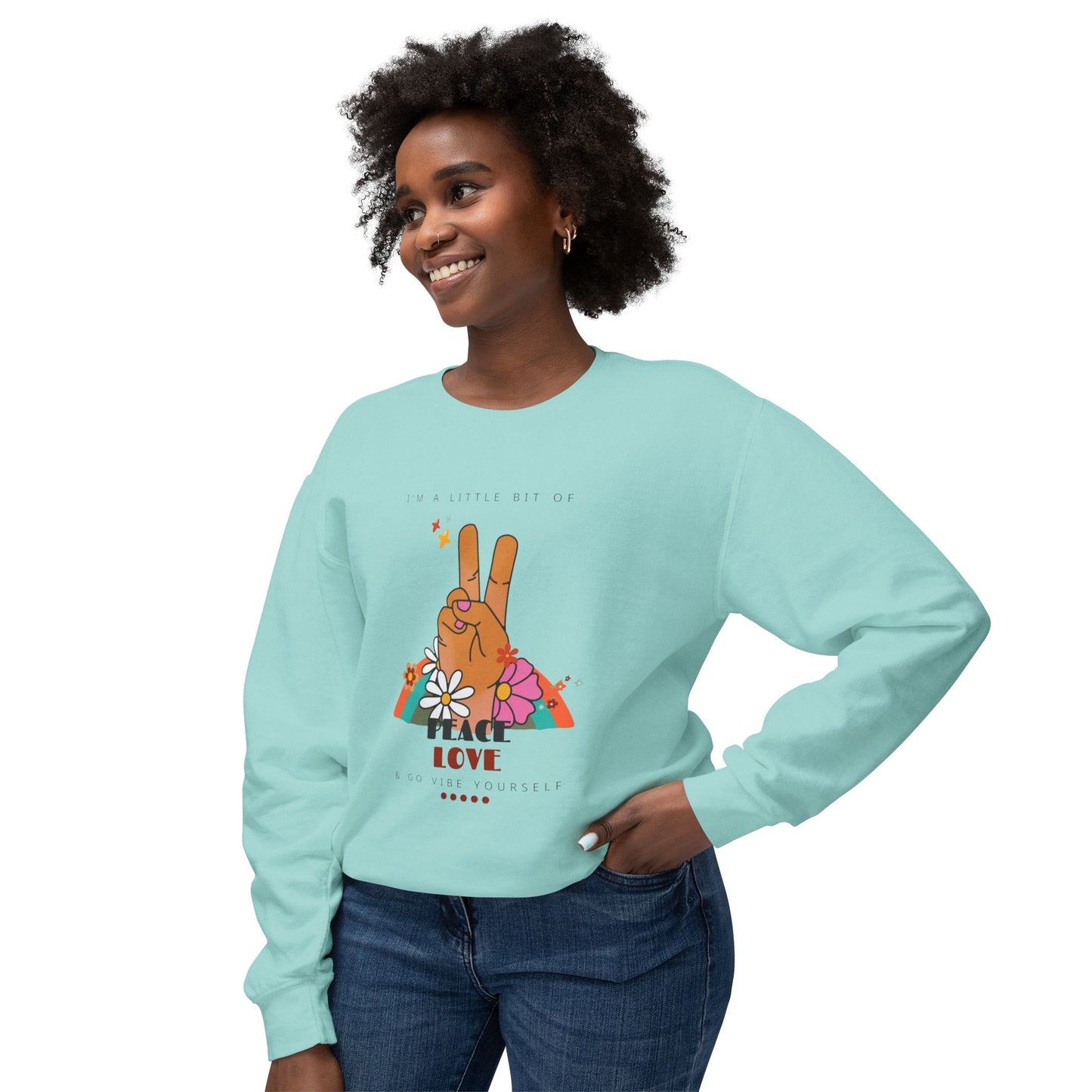 Peace, Love, Go Vibe Yourself Unisex Lightweight Crewneck Sweatshirt