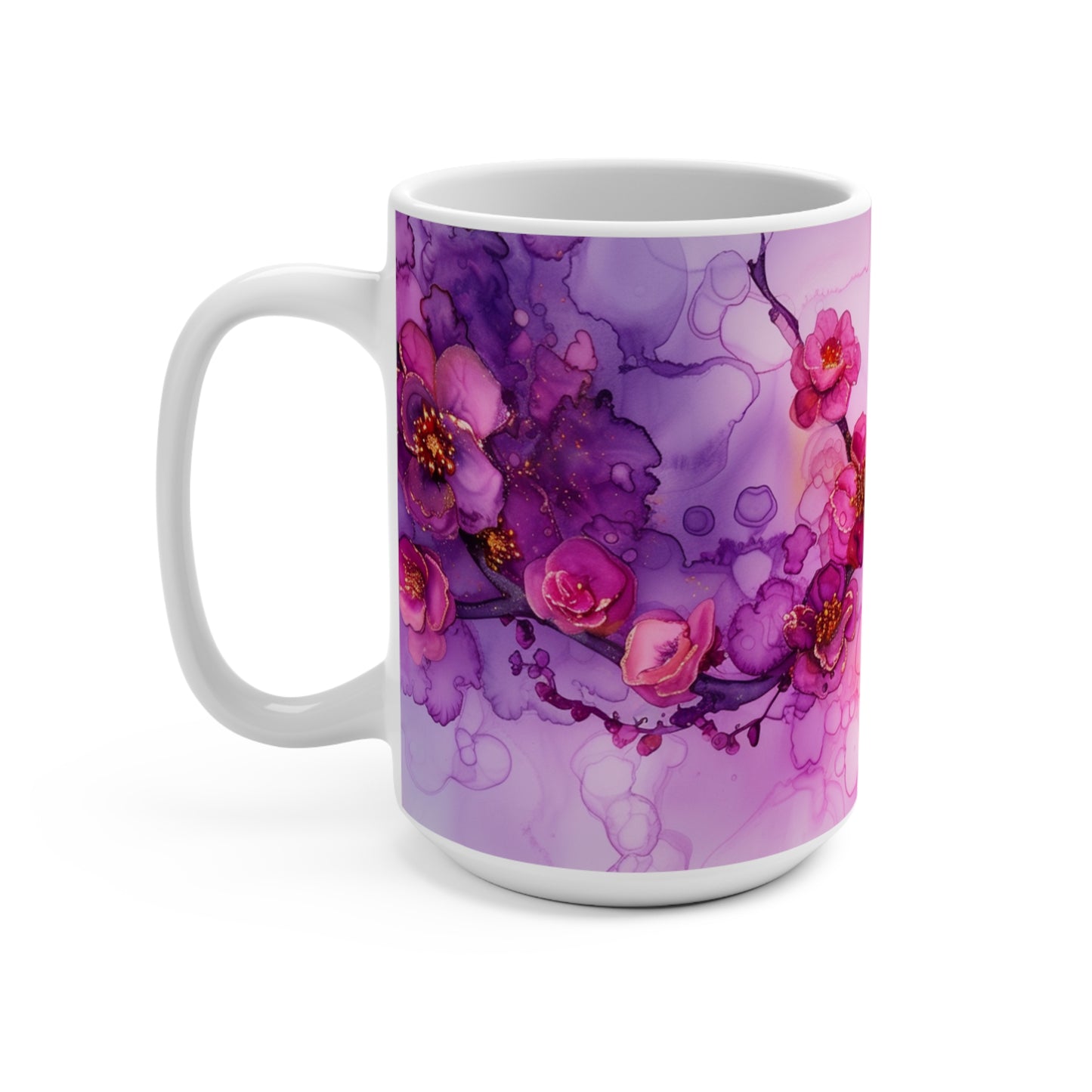 Alcohol Ink Plum Blossom  Mug 15oz