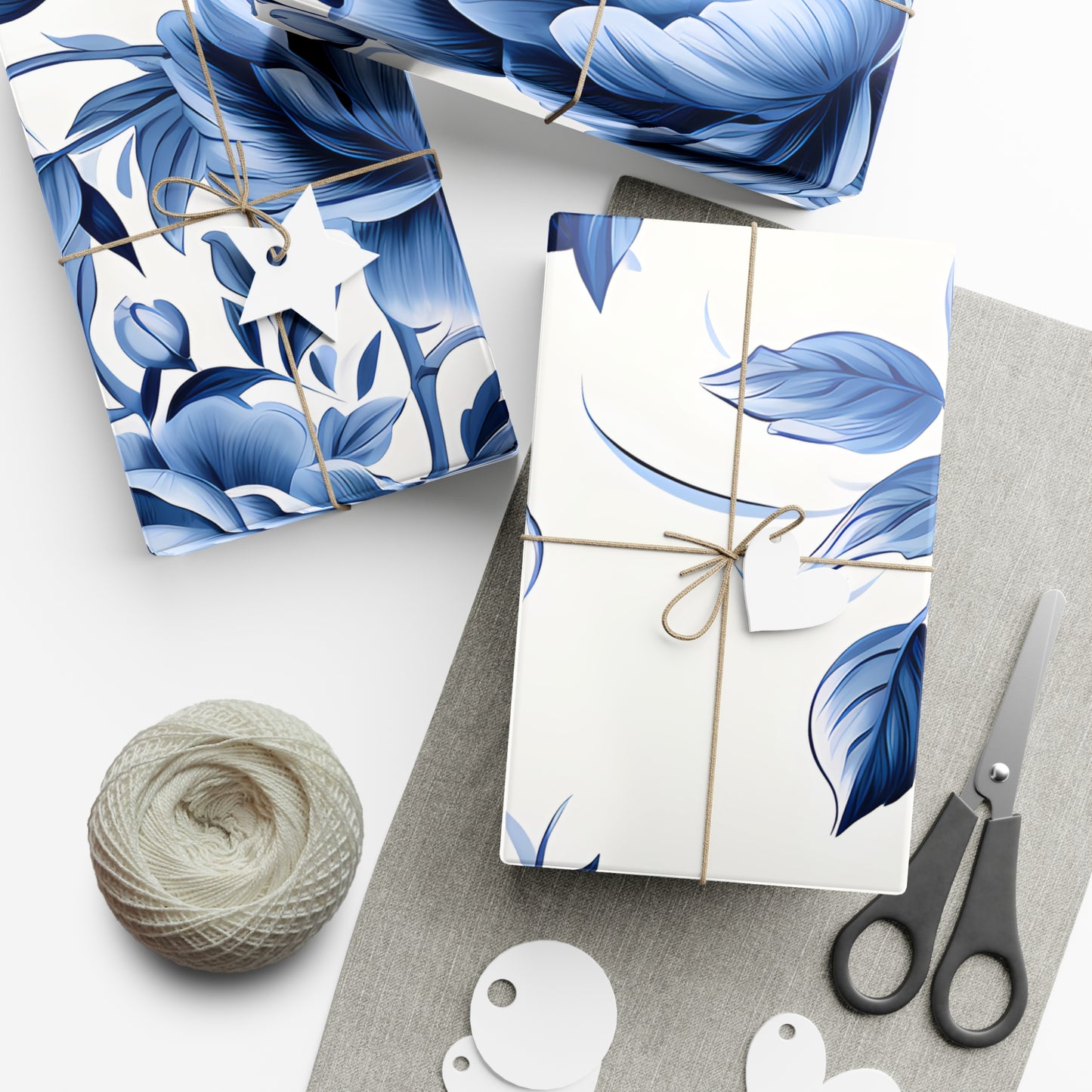 Blue Vintage Roses Gift Wrap Papers