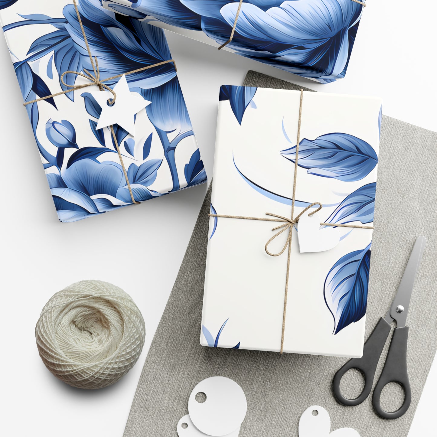 Blue Vintage Roses Gift Wrap Papers