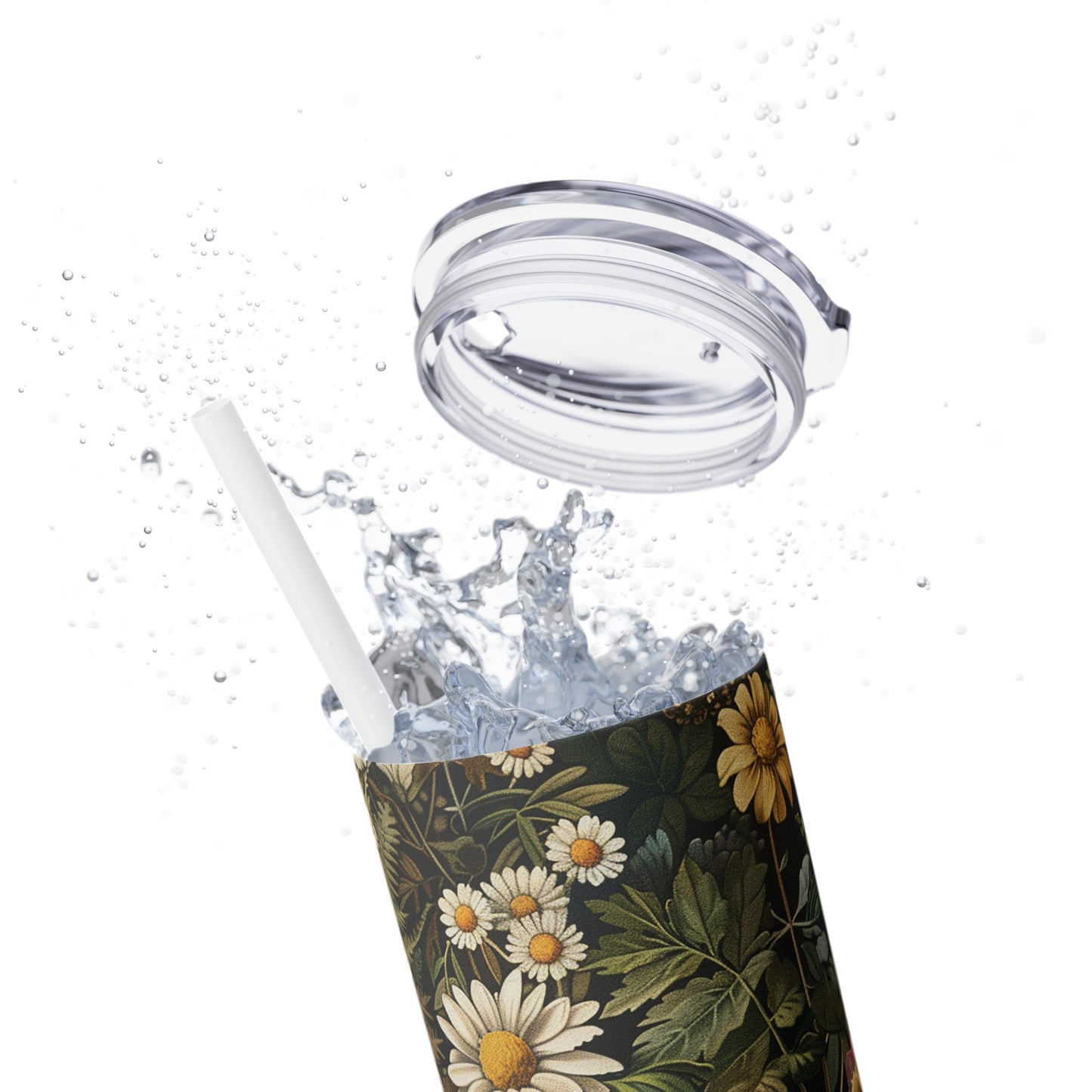 Woodland Flora Skinny Tumbler with Straw, 20oz