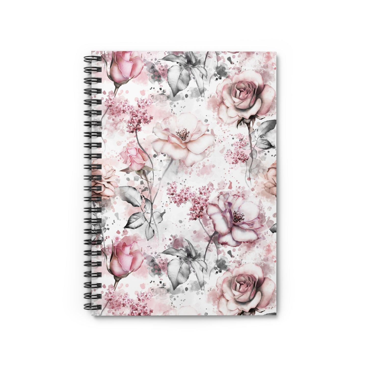 Pink Floral Spiral Notebook - Ruled Line