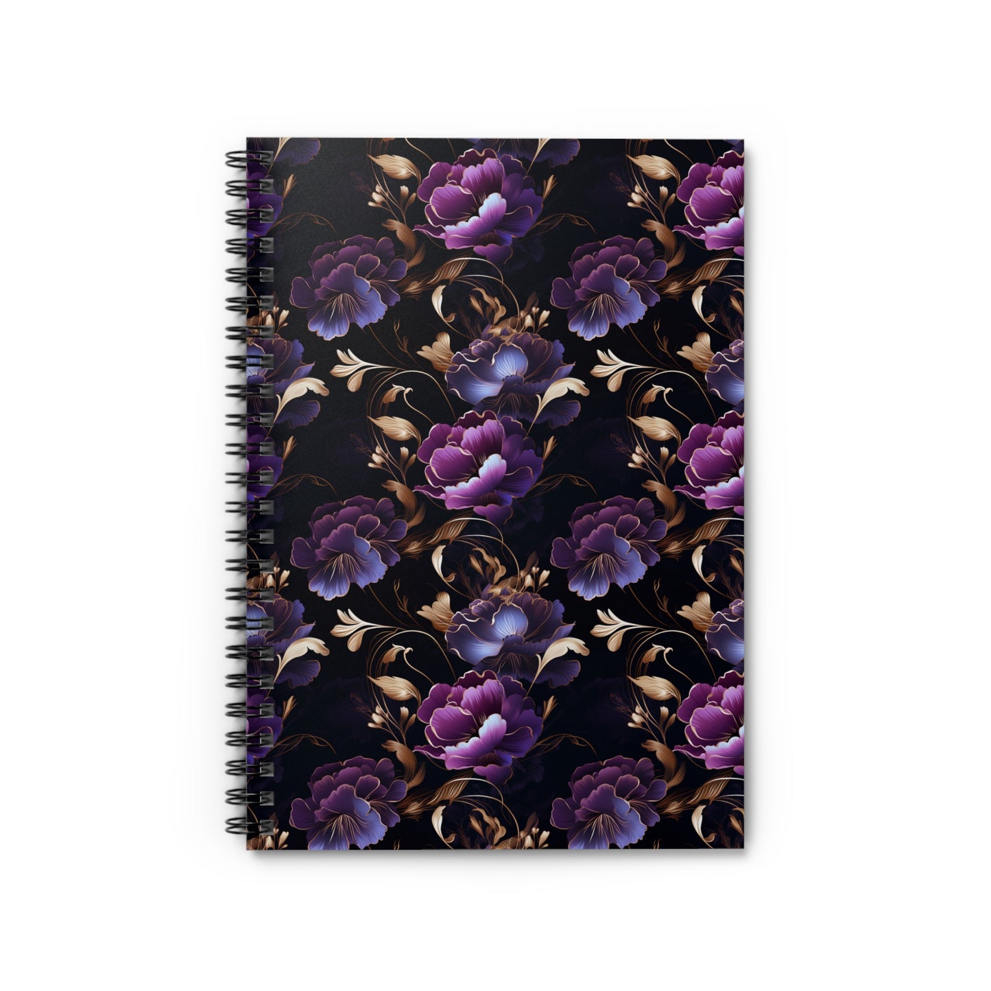 Dark Purple Floral Spiral Notebook - Ruled Line