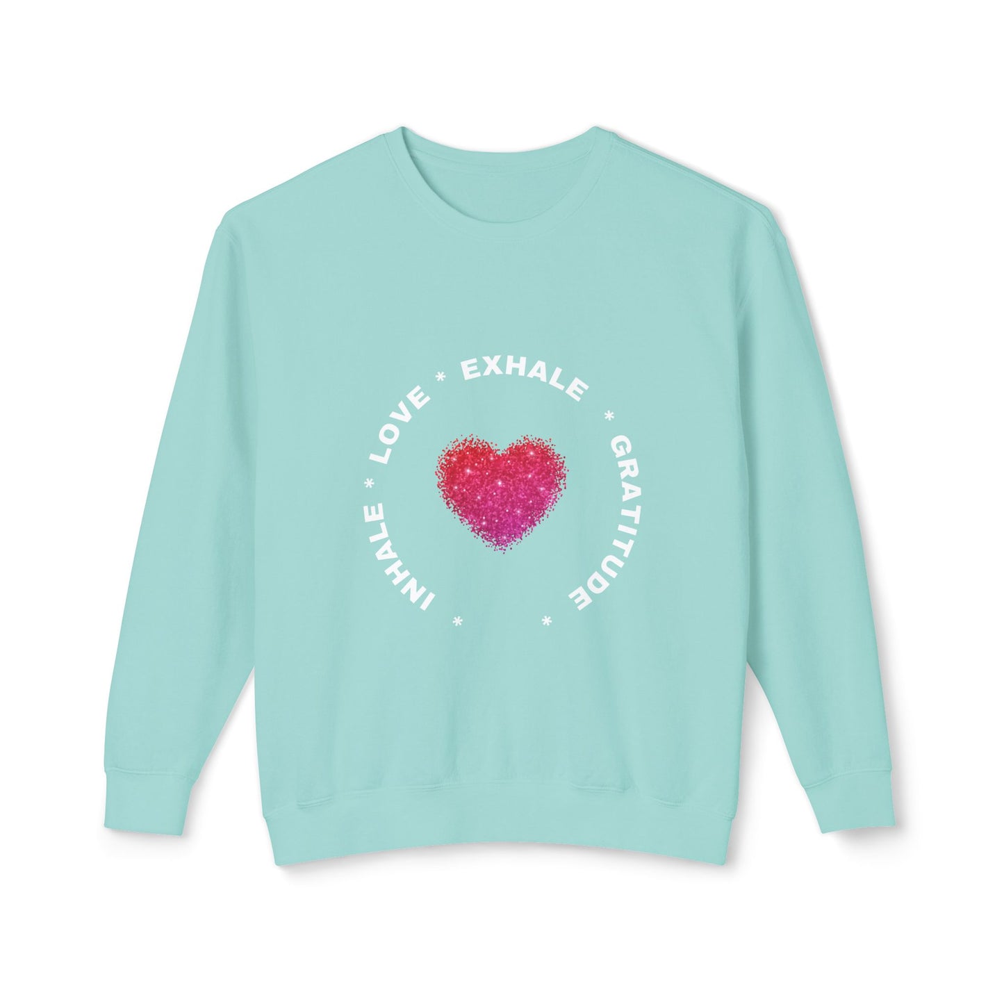 Inhale Love, Exhale Gratitude Unisex Lightweight Crewneck Sweatshirt