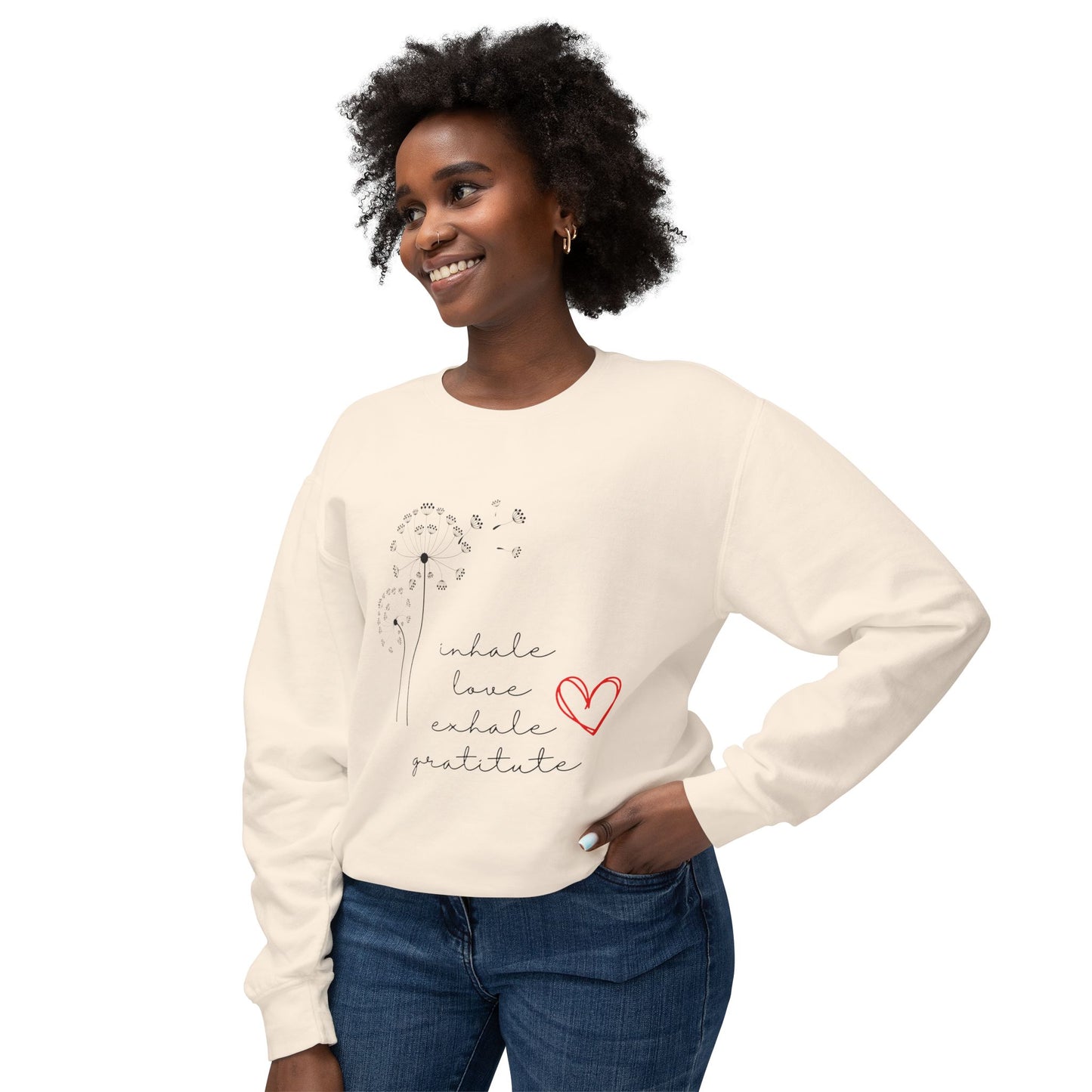 Inhale love exhale gratitude Unisex Lightweight Crewneck Sweatshirt