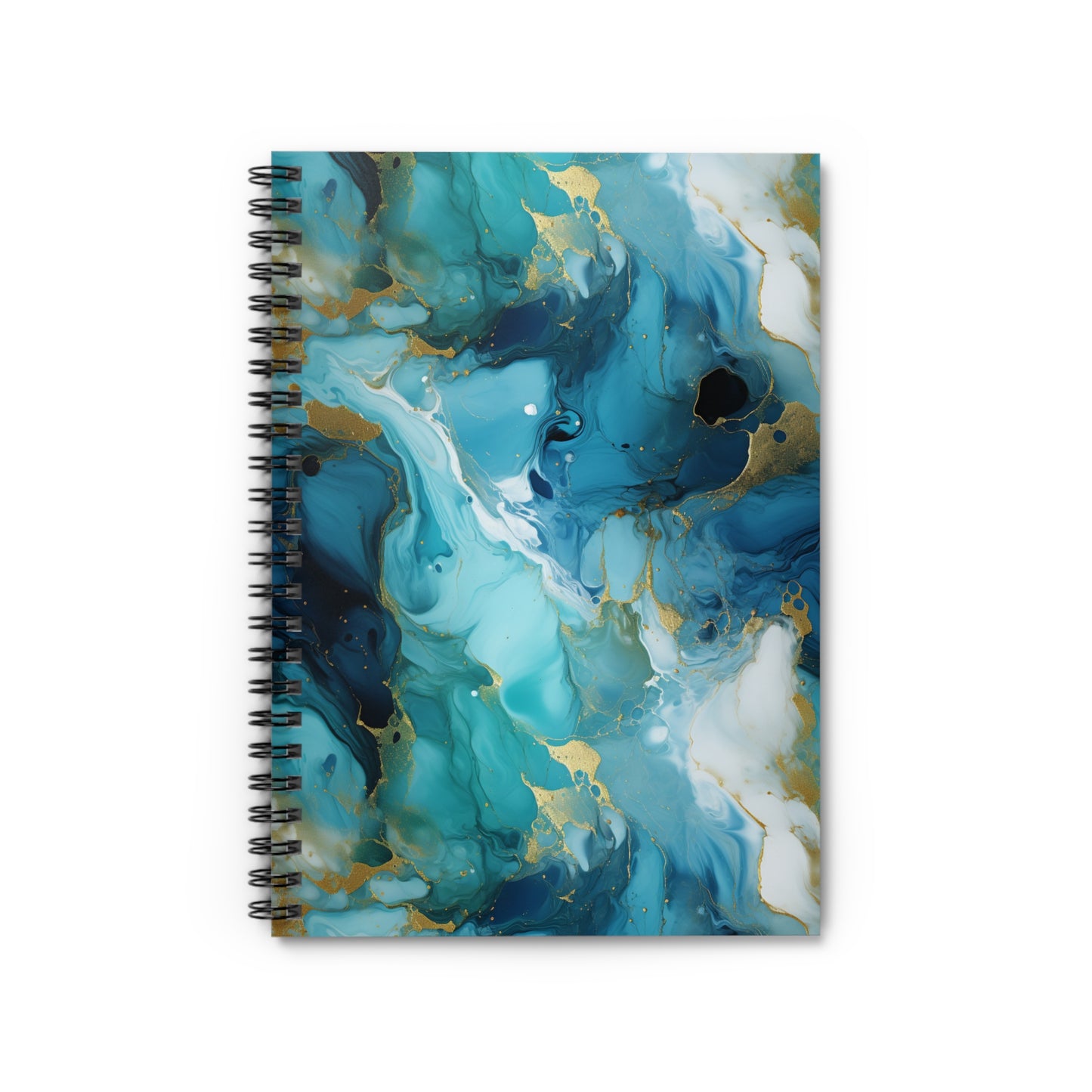 Teal & Gold Agate Spiral Notebook - Ruled Line