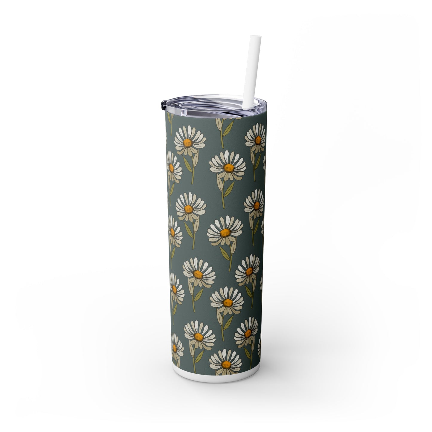 Summer Daisies Skinny Tumbler with Straw, 20oz