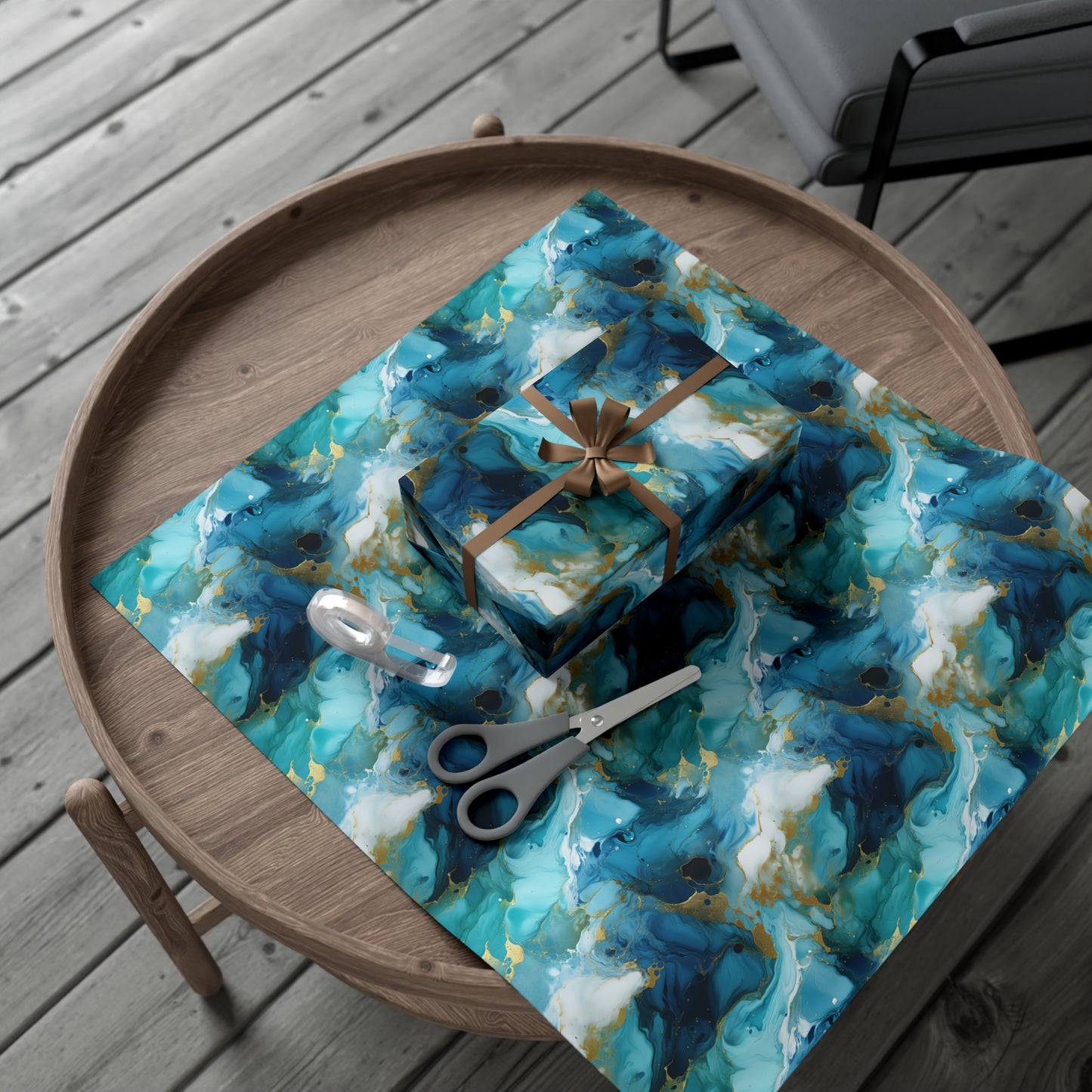 Teal Crystal Gift Wrap Papers