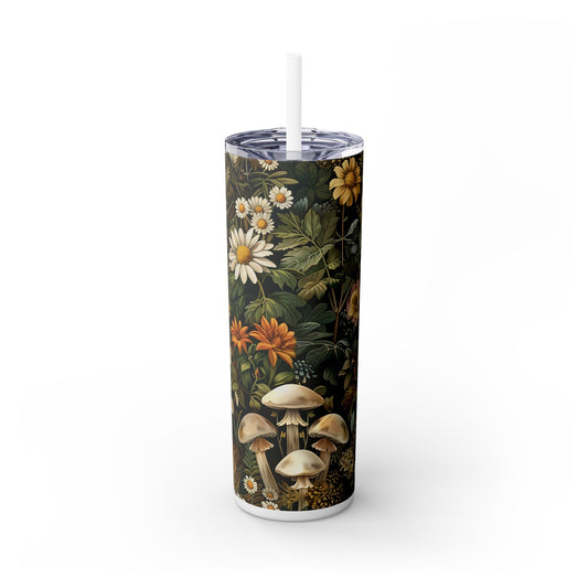 Woodland Flora Skinny Tumbler with Straw, 20oz