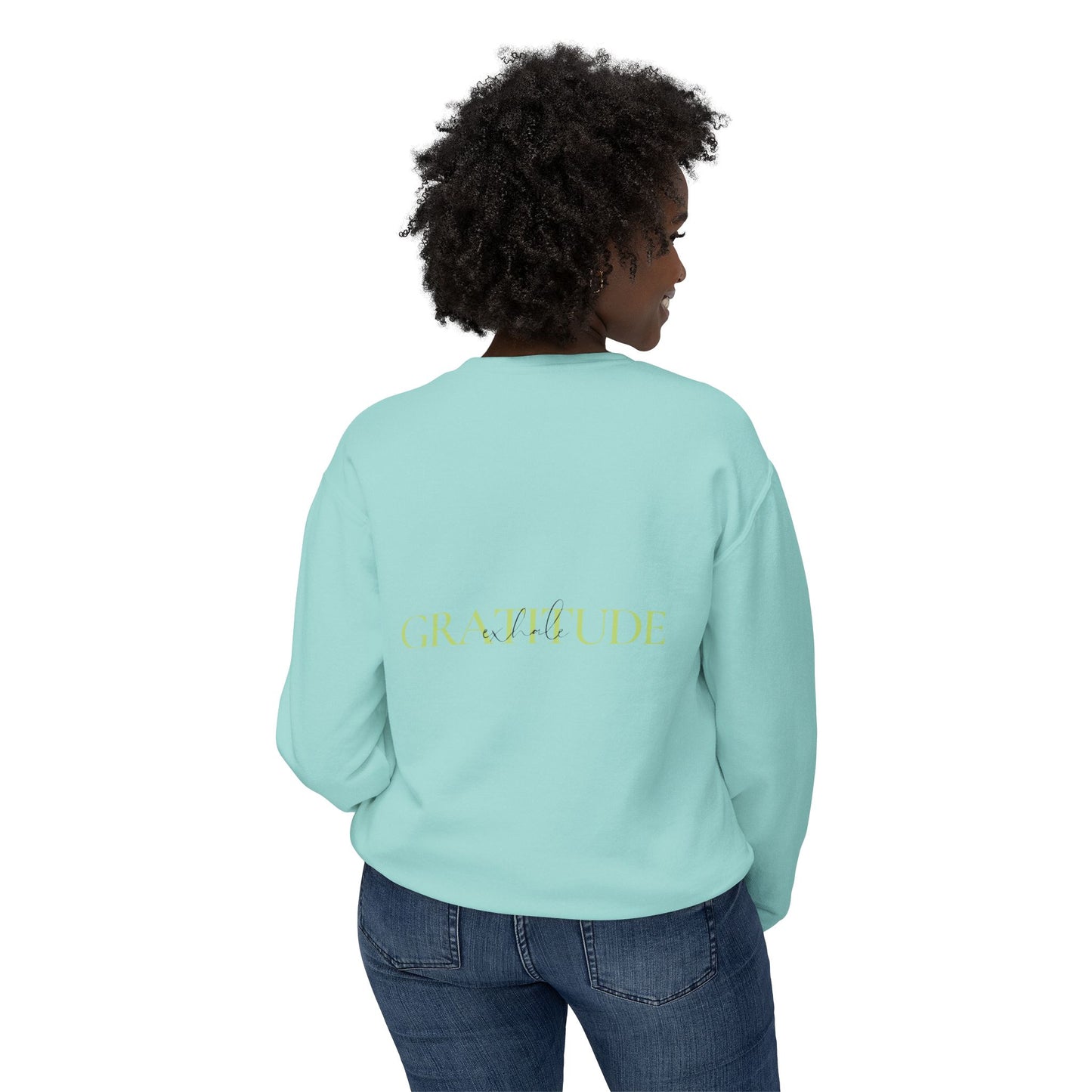 Breathe in Love, Exhale Gratitude Unisex Lightweight Crewneck Sweatshirt