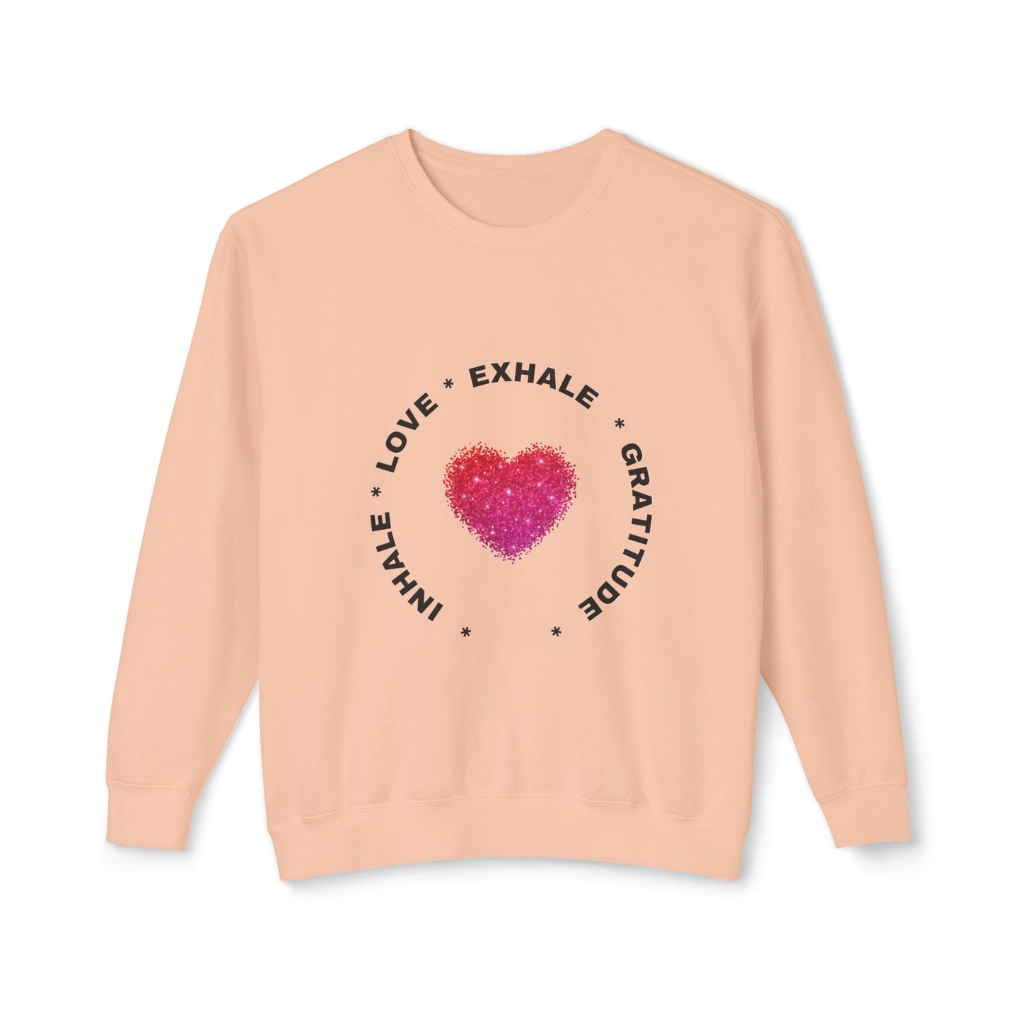 Inhale Love, Exhale Gratitude Unisex Lightweight Crewneck Sweatshirt