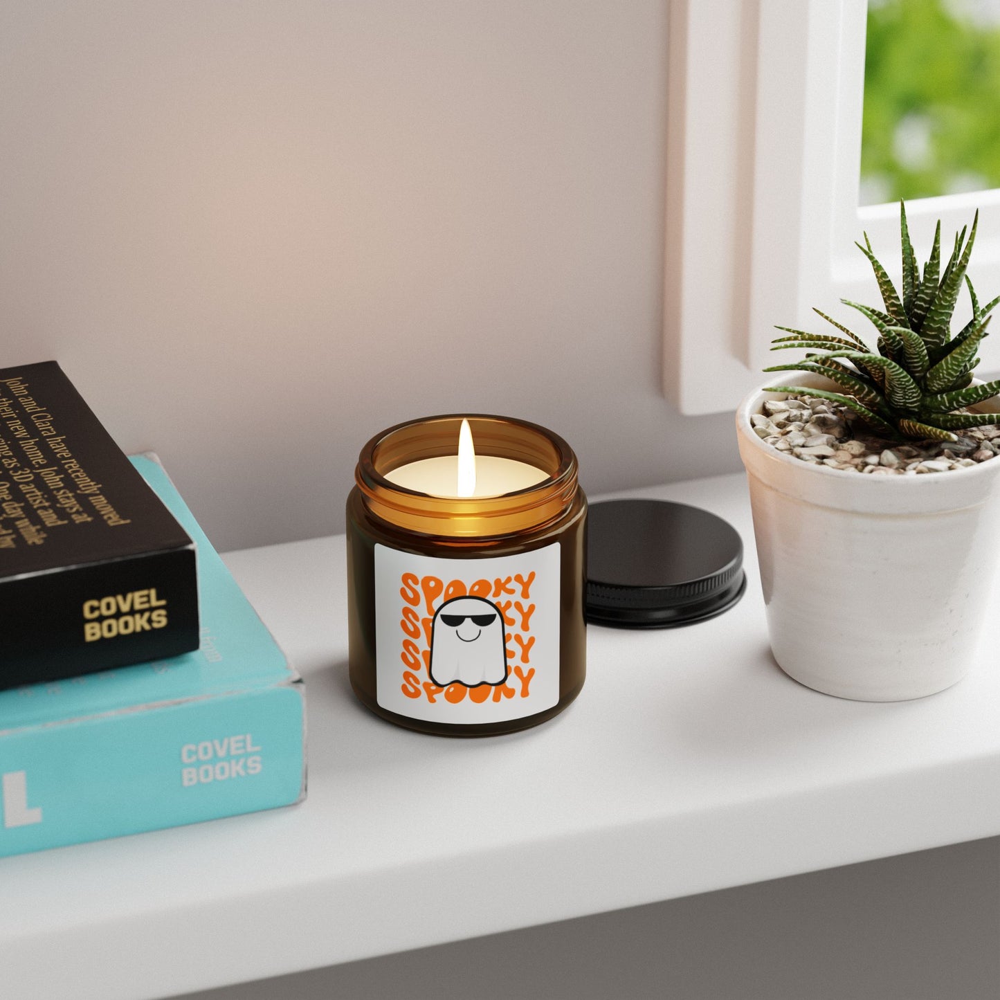 Spooky Scented Soy Candle | Halloween Aromatherapy in Amber Jar