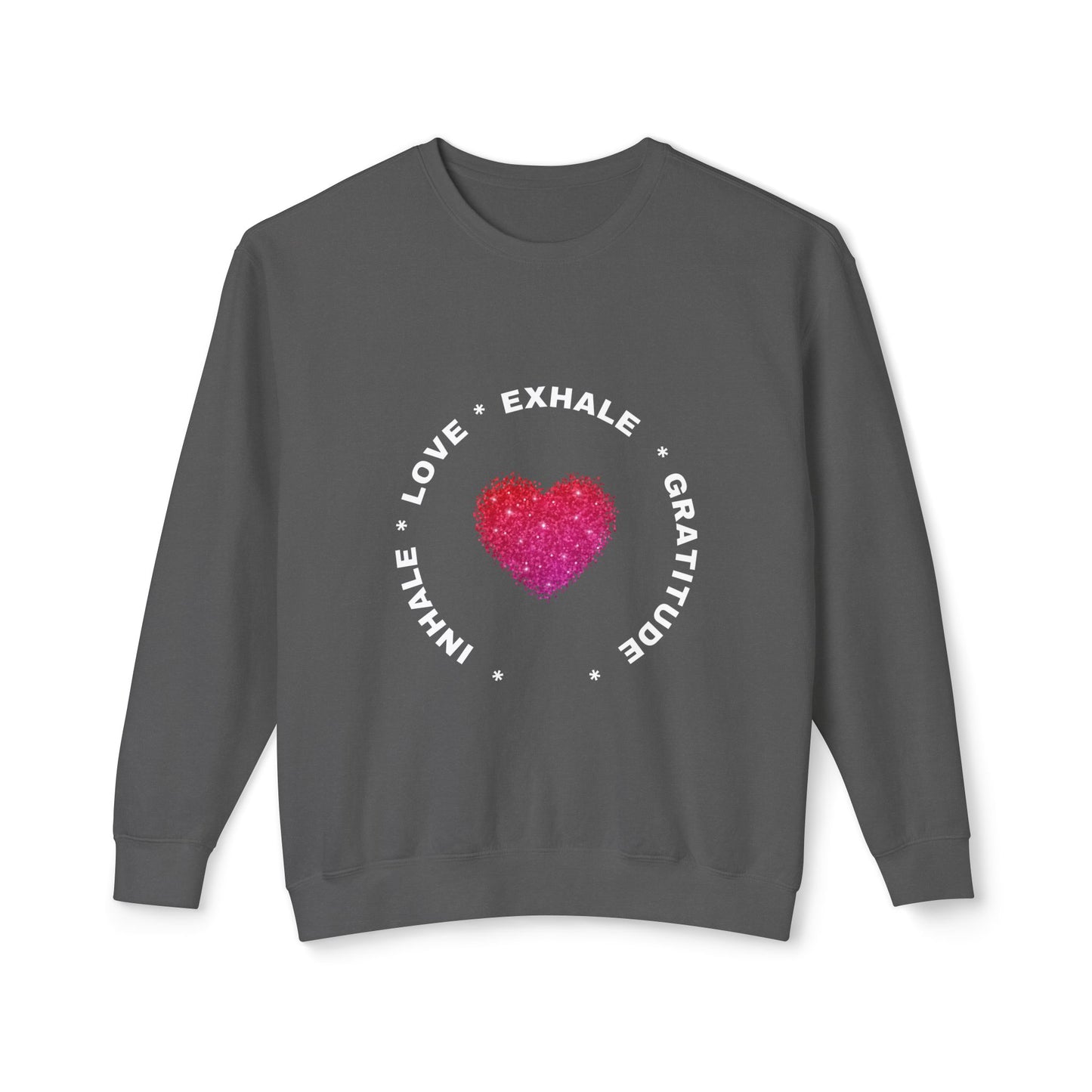 Inhale Love, Exhale Gratitude Unisex Lightweight Crewneck Sweatshirt