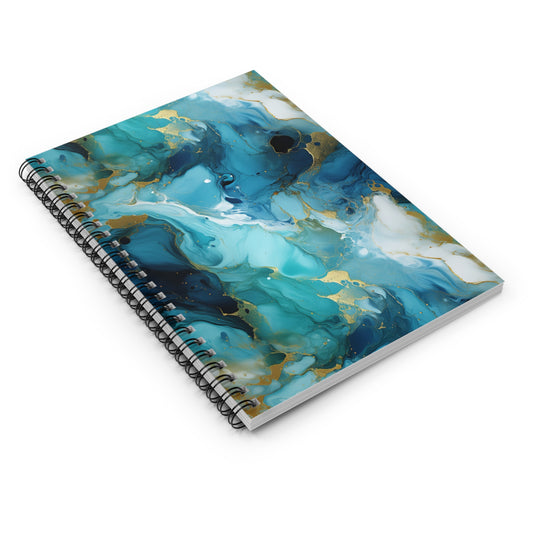 Teal & Gold Agate Spiral Notebook - Ruled Line