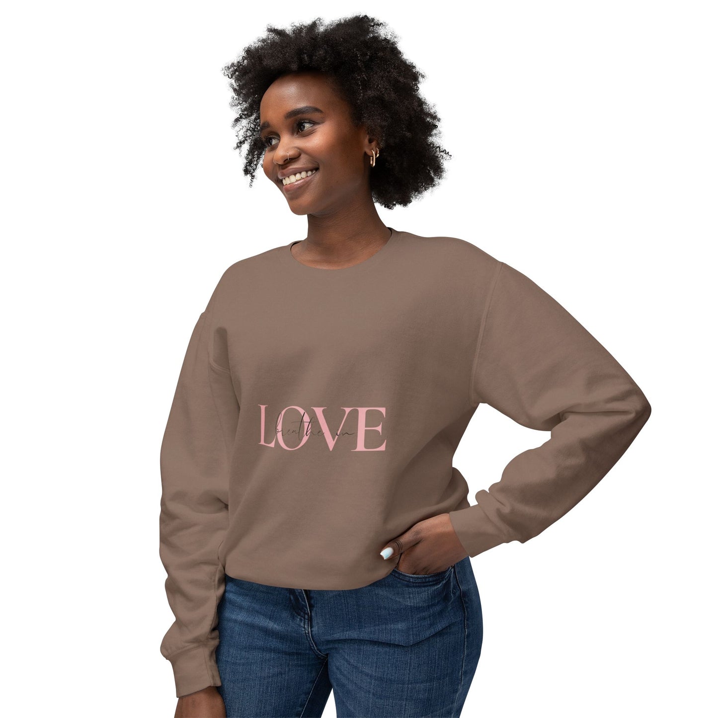 Breathe in Love, Exhale Gratitude Unisex Lightweight Crewneck Sweatshirt