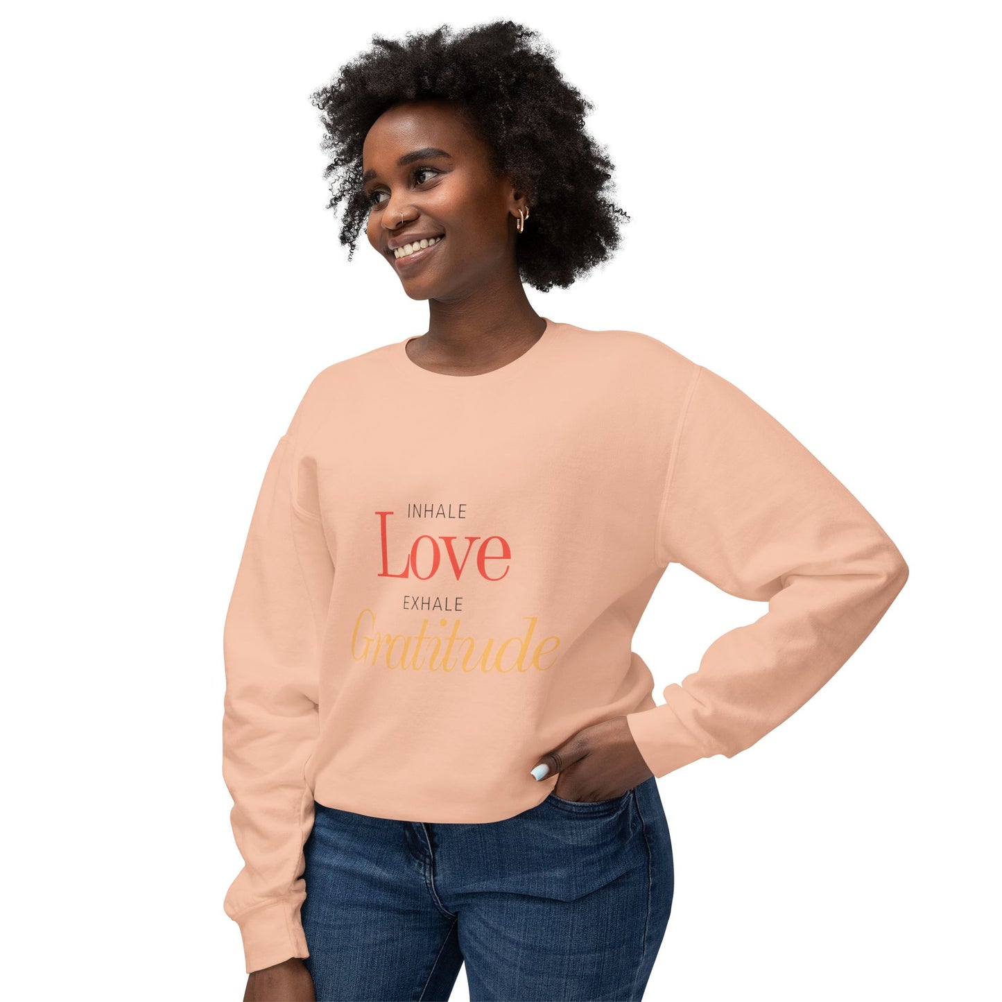 Inhale love, exhale gratitude Unisex Lightweight Crewneck Sweatshirt