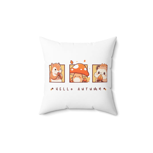 Hello Autumn Faux Suede Square Pillow | Cozy Fall-Themed Home Decor