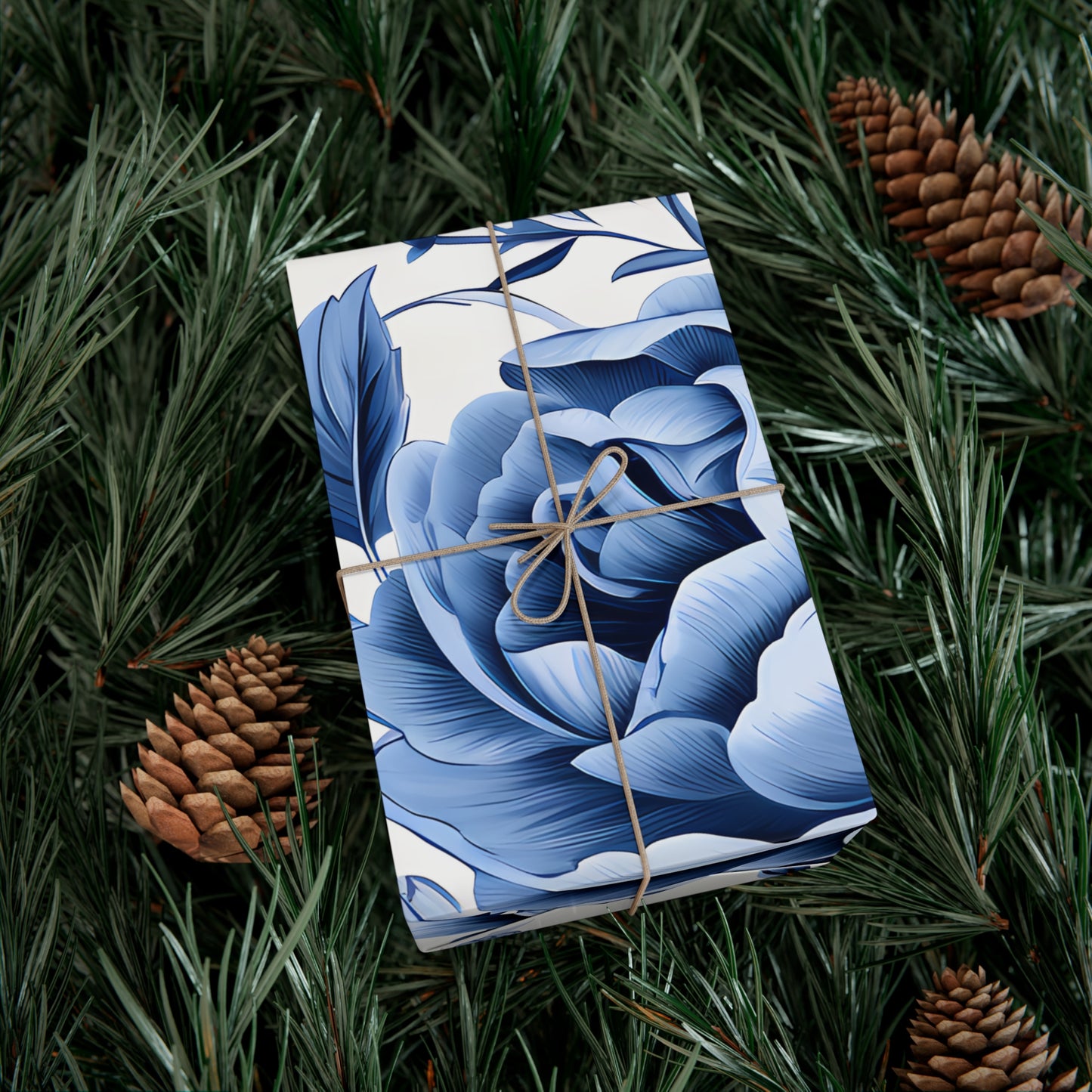 Blue Vintage Roses Gift Wrap Papers