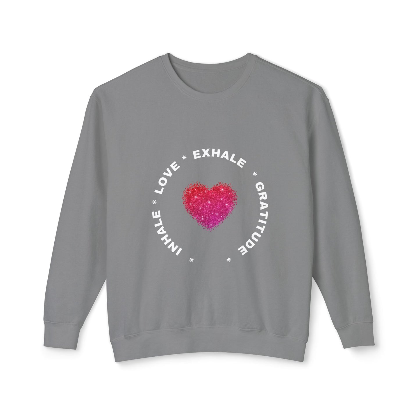 Inhale Love, Exhale Gratitude Unisex Lightweight Crewneck Sweatshirt