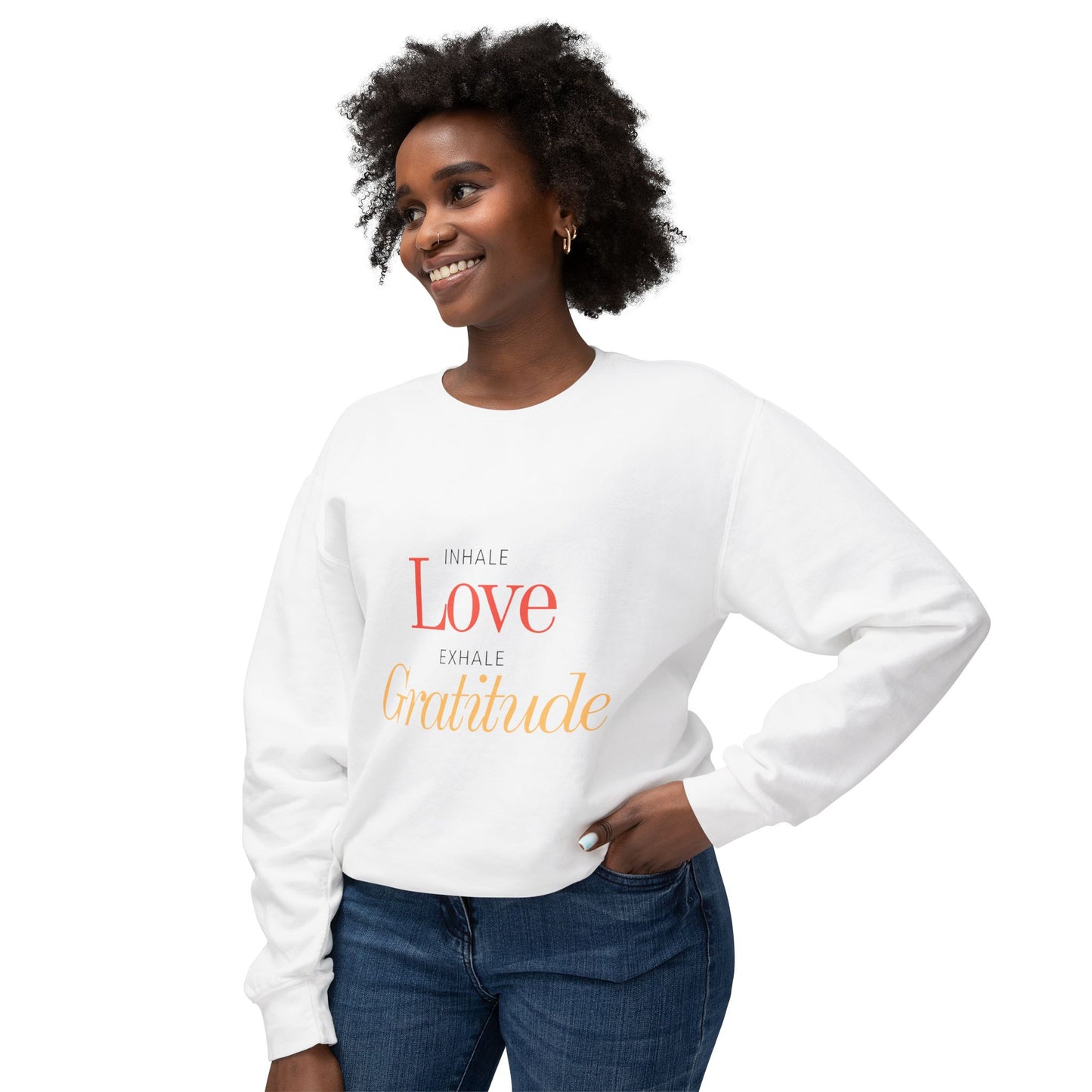 Inhale love, exhale gratitude Unisex Lightweight Crewneck Sweatshirt