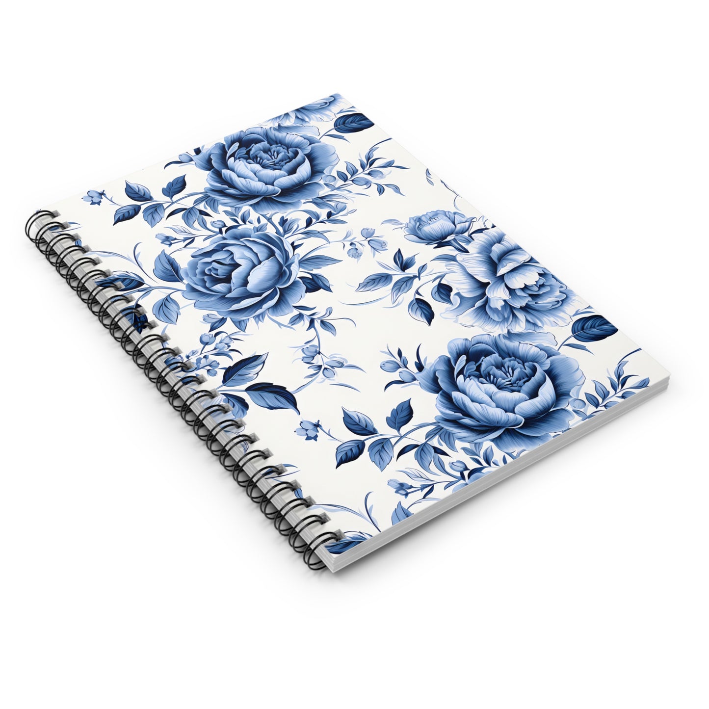 Blue Vintage Roses Spiral Notebook - Ruled Line