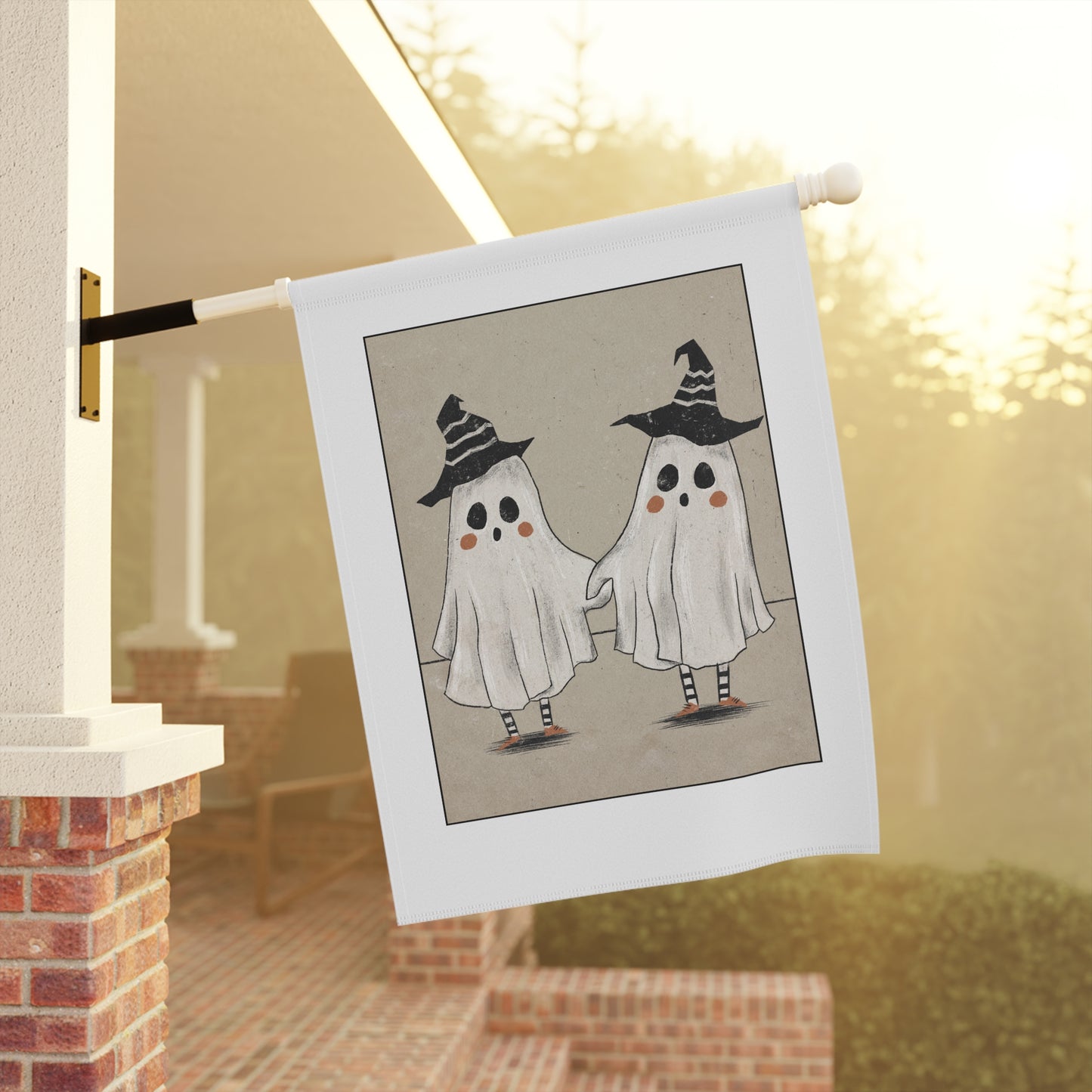 Ghosts Holding Hands Garden & House Banner | Spooky Halloween Outdoor Decor