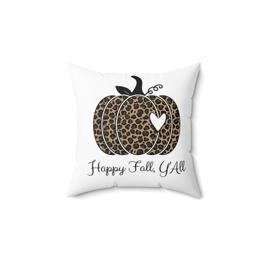 Happy Fall Y'all Faux Suede Square Pillow | Cozy Fall-Themed Home Decor