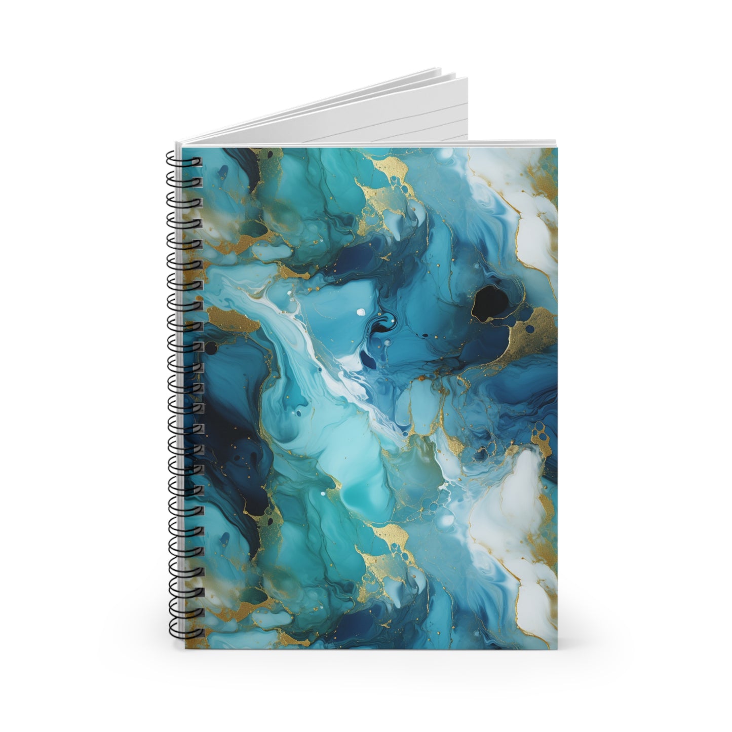 Teal & Gold Agate Spiral Notebook - Ruled Line