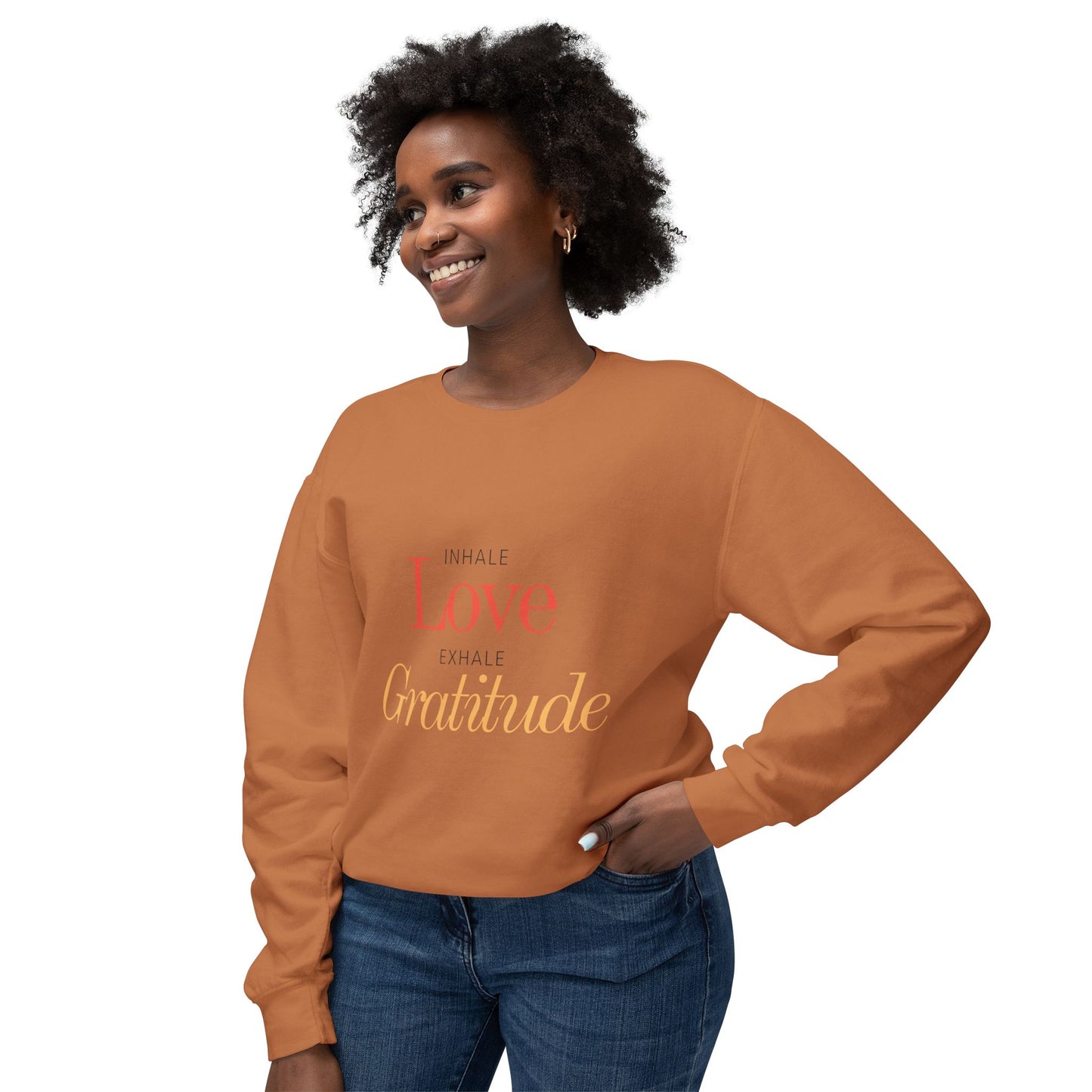 Inhale love, exhale gratitude Unisex Lightweight Crewneck Sweatshirt