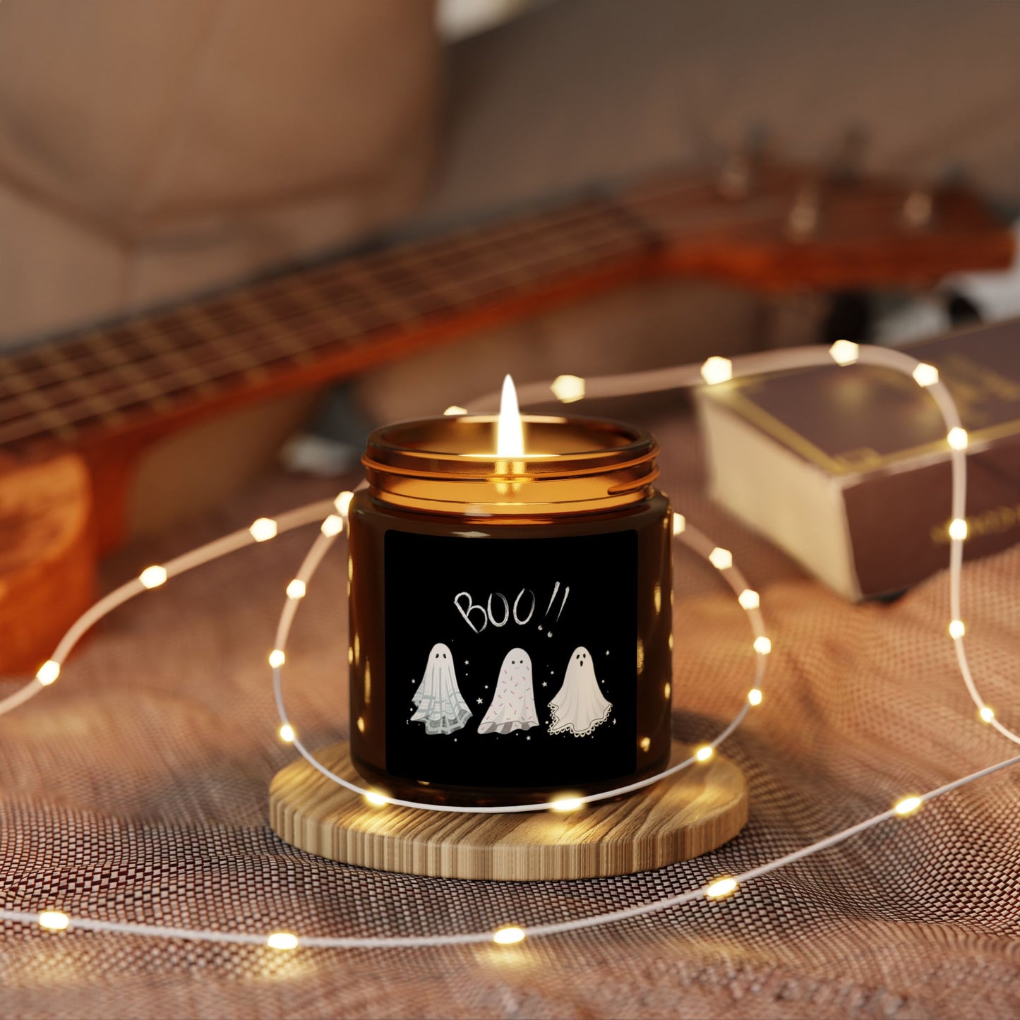 Boo Scented Soy Candle | Halloween-Themed Aromatherapy in Amber Jar