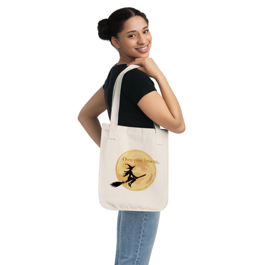 Own Your Broom Organic Canvas Tote Bag | Eco-Friendly Witchy Tote