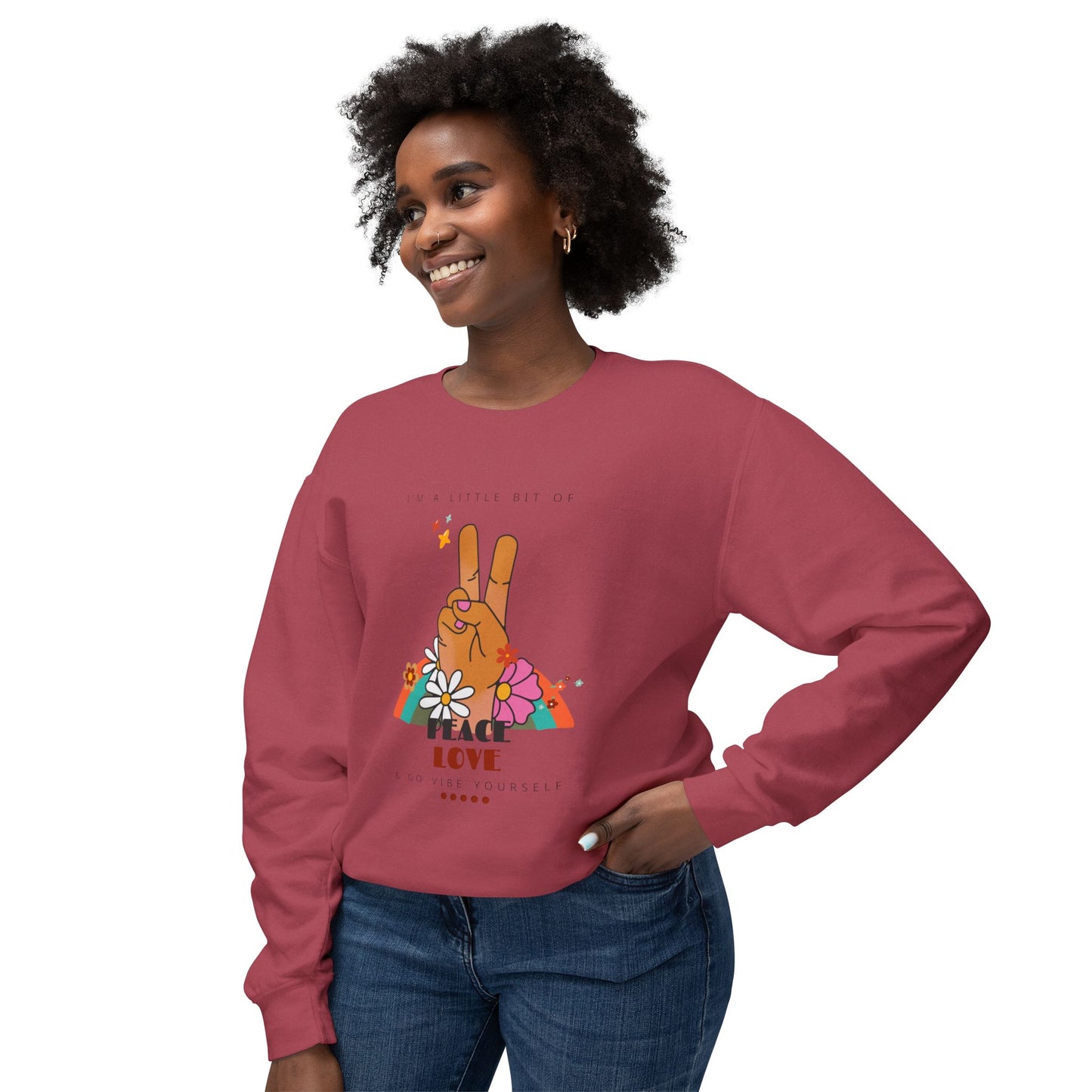 Peace, Love, Go Vibe Yourself Unisex Lightweight Crewneck Sweatshirt