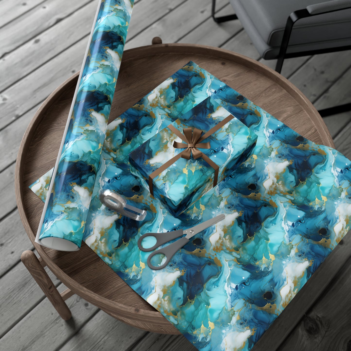 Teal Crystal Gift Wrap Papers