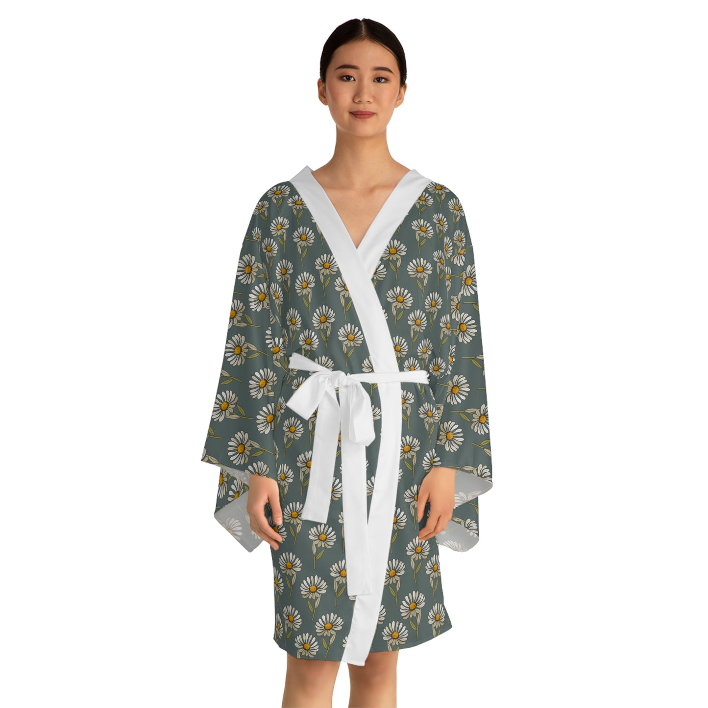 Summer Daisies Long Sleeve Kimono Robe (AOP)