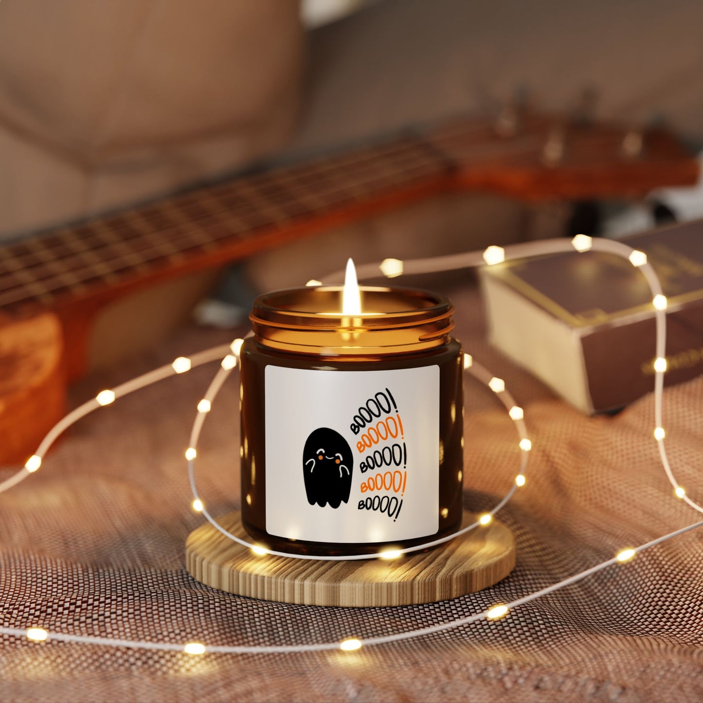 Boo Scented Soy Candle | Halloween-Themed Aromatherapy in Amber Jar