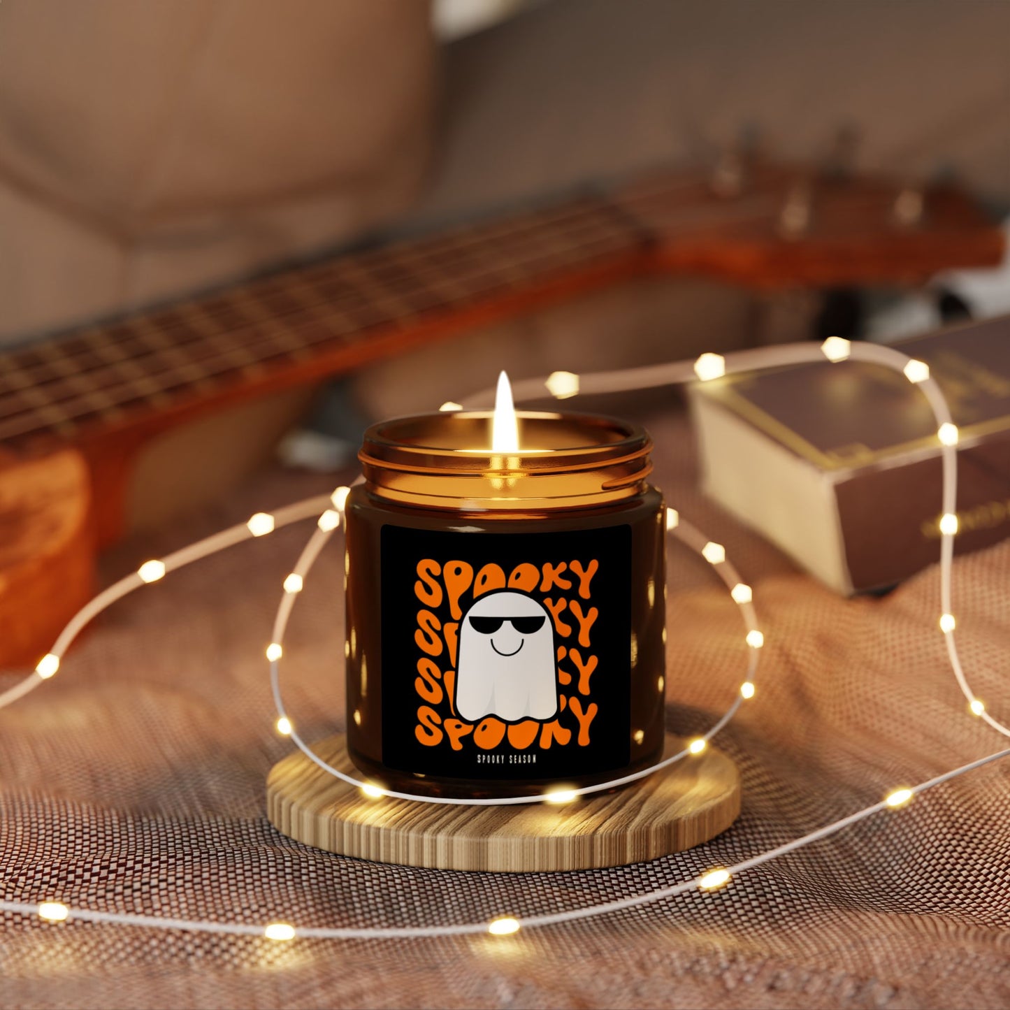 Spooky Scented Soy Candle | Halloween Aromatherapy in Amber Jar