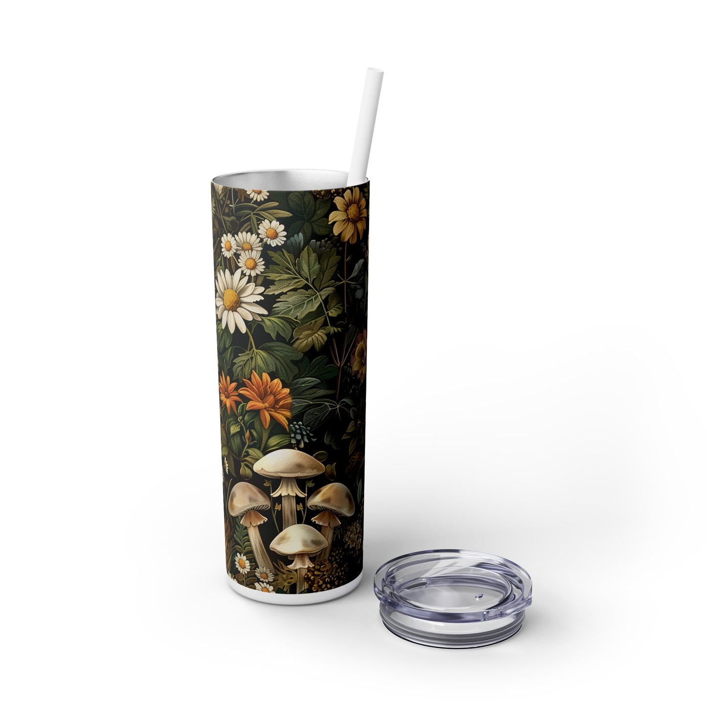 Woodland Flora Skinny Tumbler with Straw, 20oz