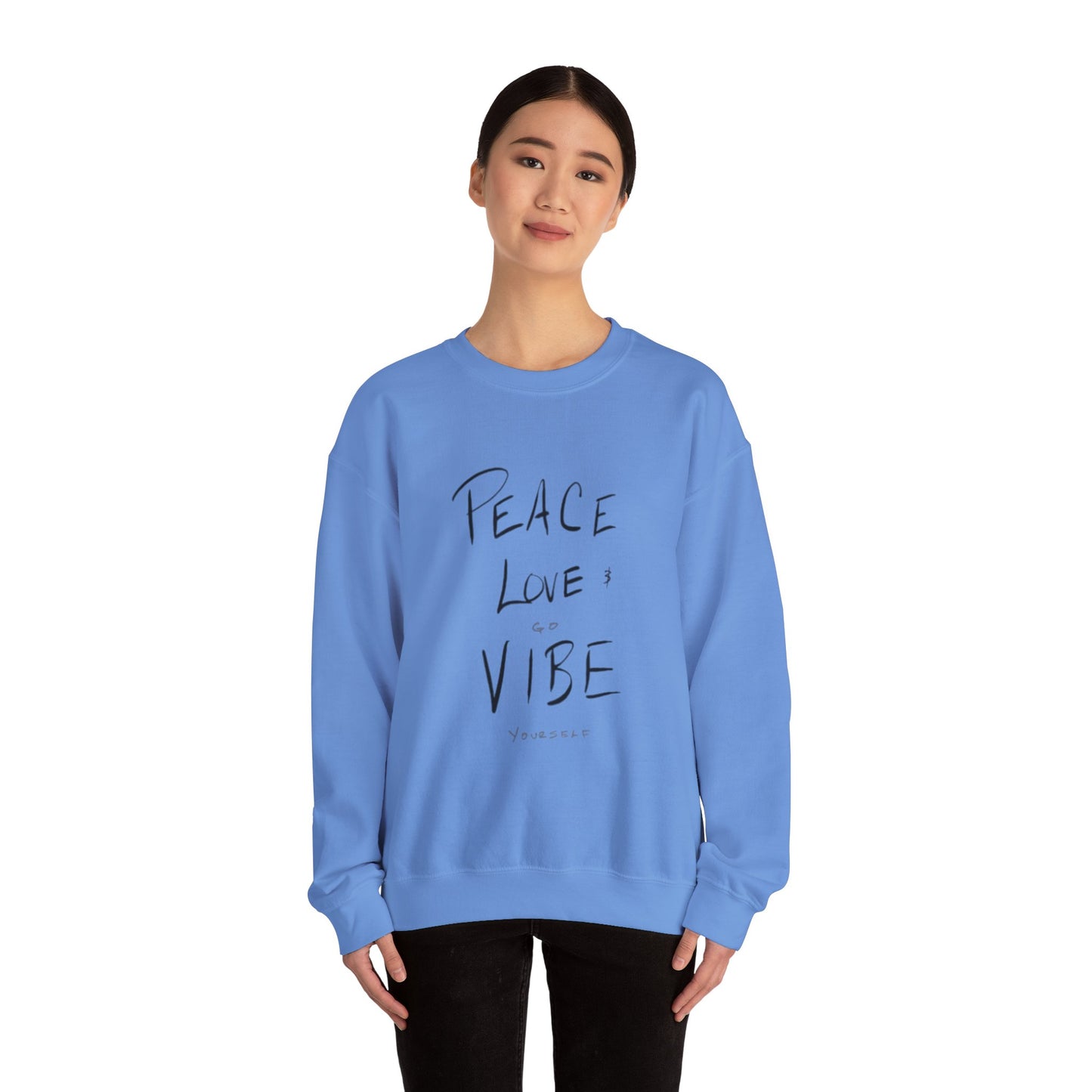 Peace, love, go vibe yourself Unisex Heavy Blend™ Crewneck Sweatshirt