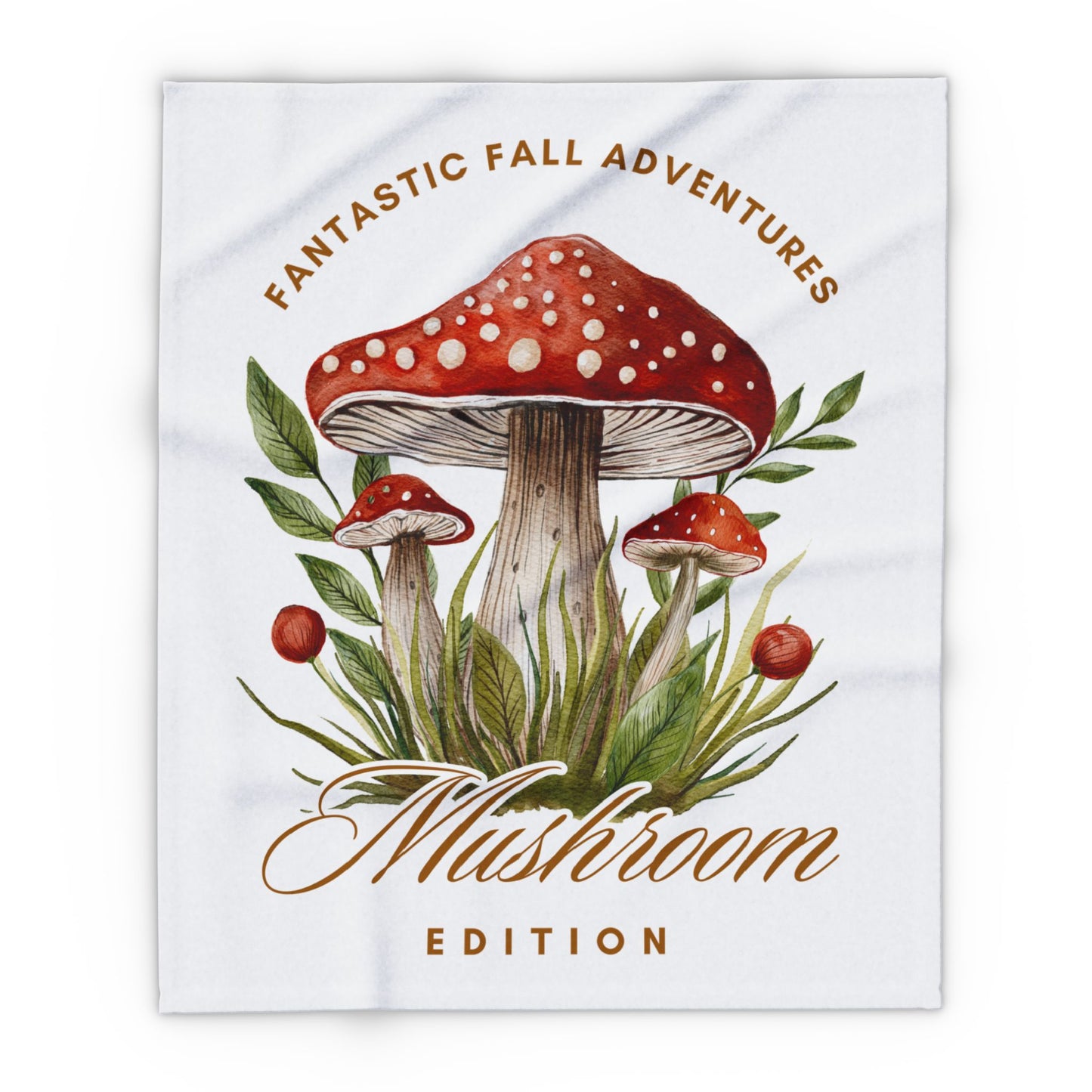 Fall Adventures Mushroom Edition Fleece Blanket | Cozy Autumn Throw Blanket