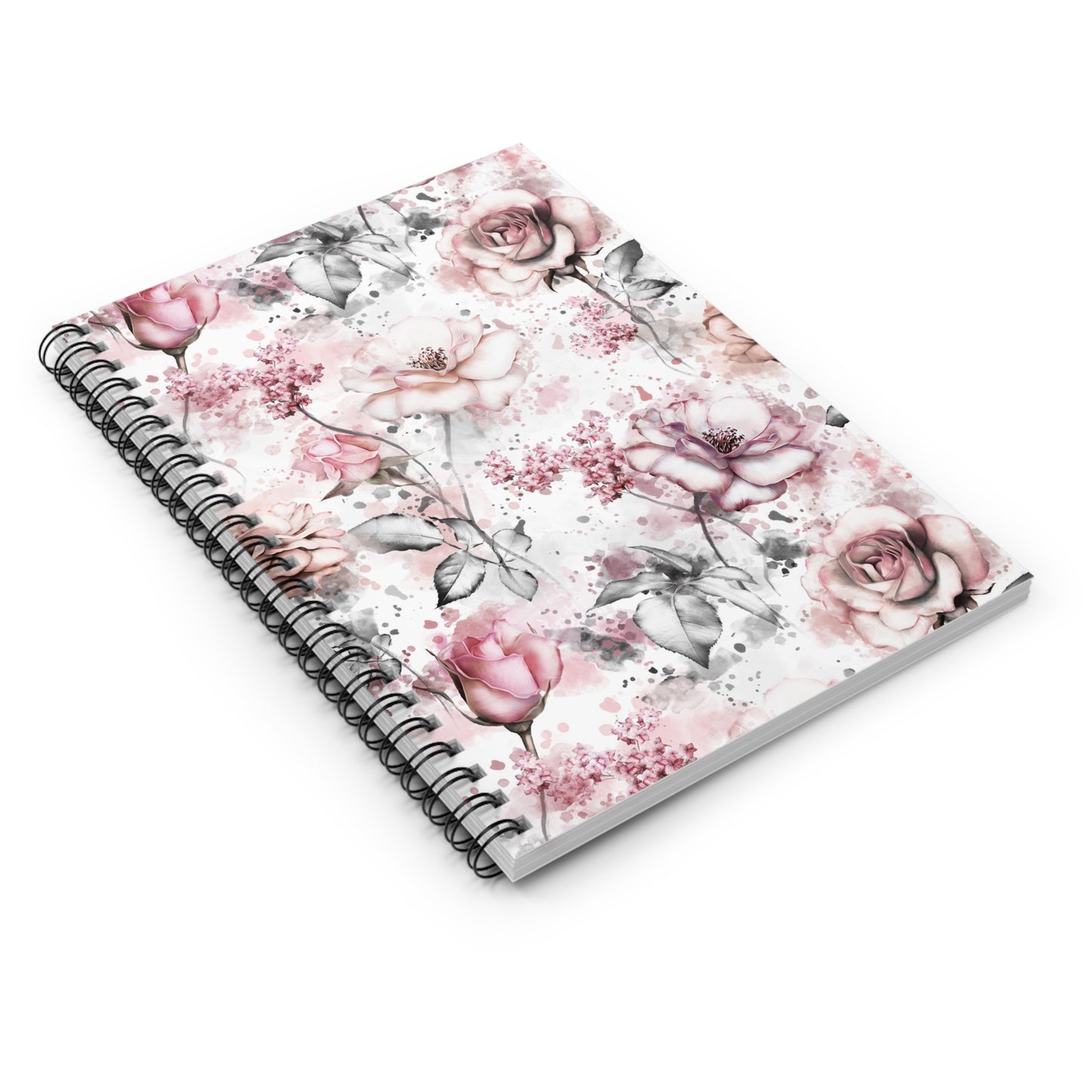 Pink Floral Spiral Notebook - Ruled Line