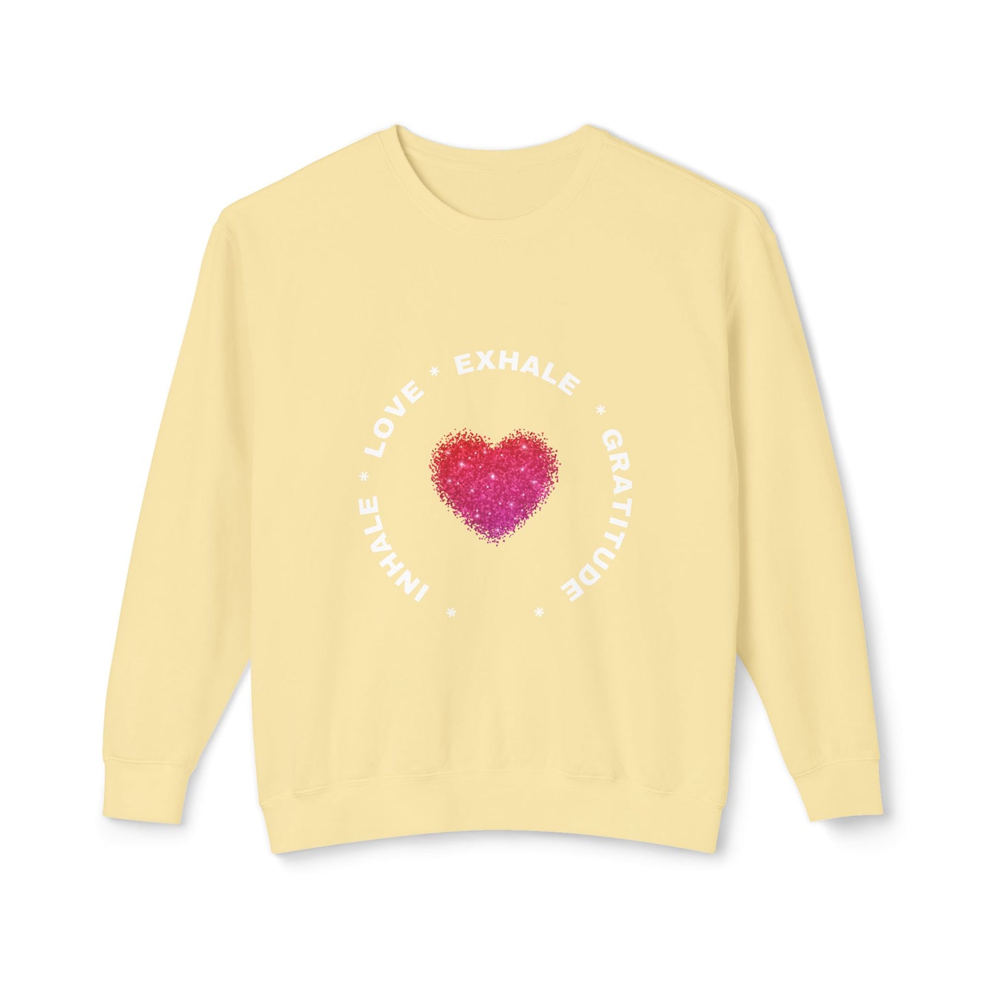 Inhale Love, Exhale Gratitude Unisex Lightweight Crewneck Sweatshirt