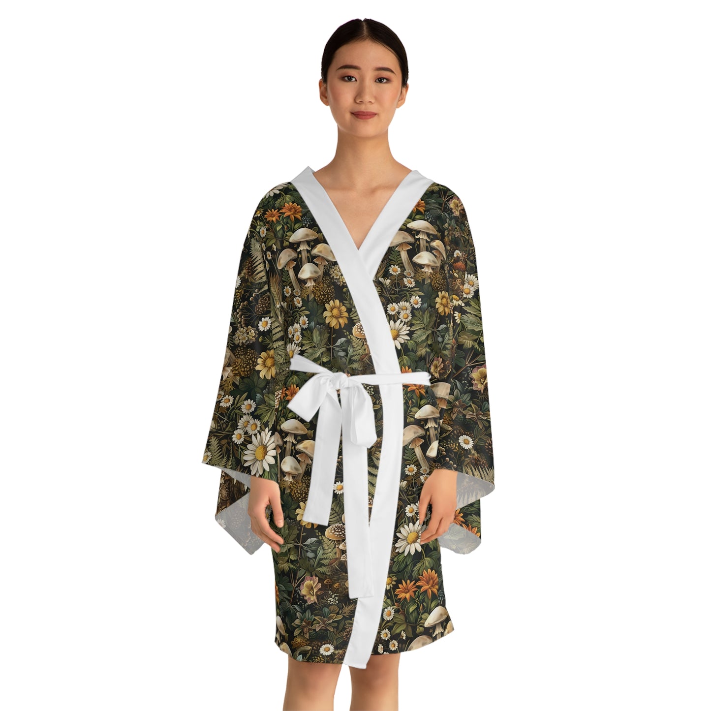 Woodland Flora Long Sleeve Kimono Robe (AOP)